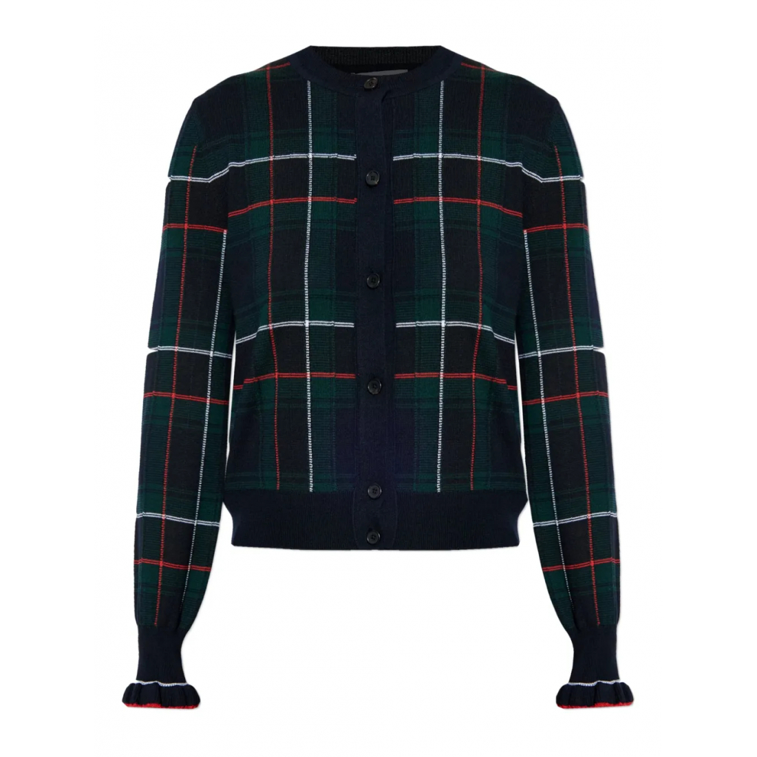 Cardigan 'Plaid Ruffled-Cuff' pour Femmes