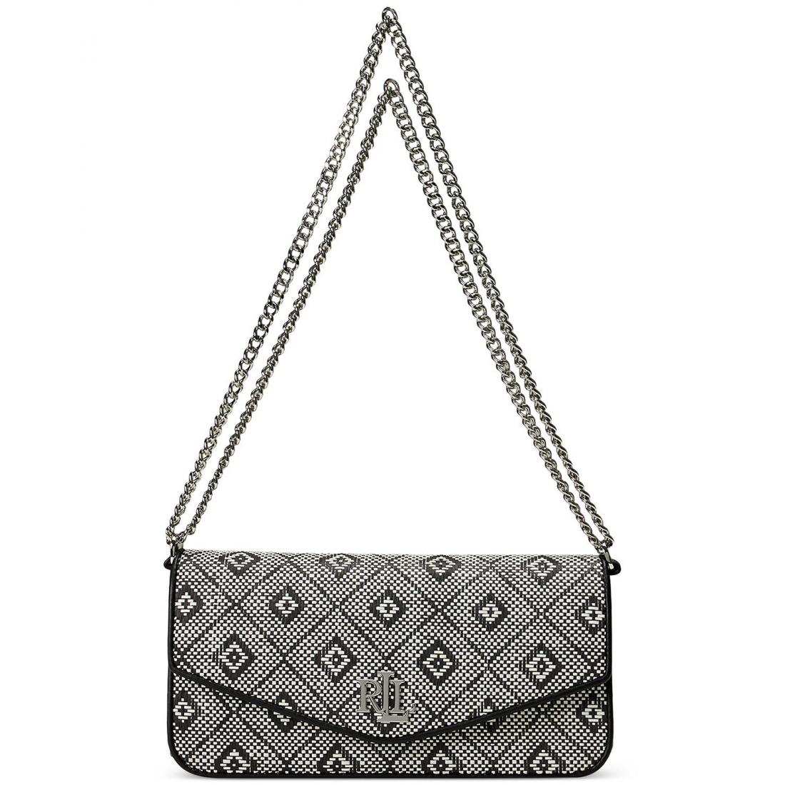 Women's 'Geo-Motif Woven Straw Medium' Shoulder Bag