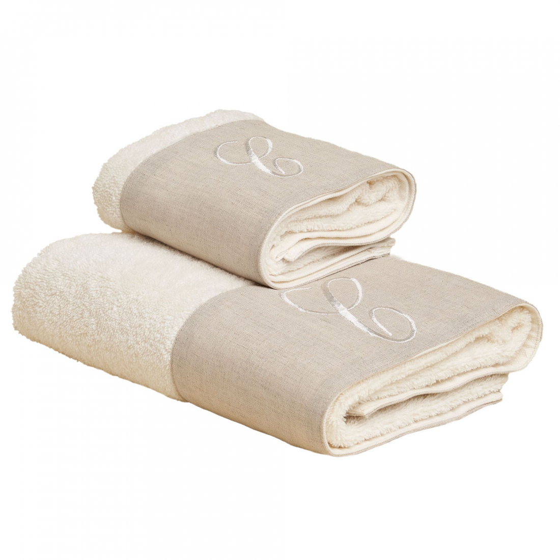 Zahra Hand + Guest Terry Towel Set With Monogram Embroidery, C