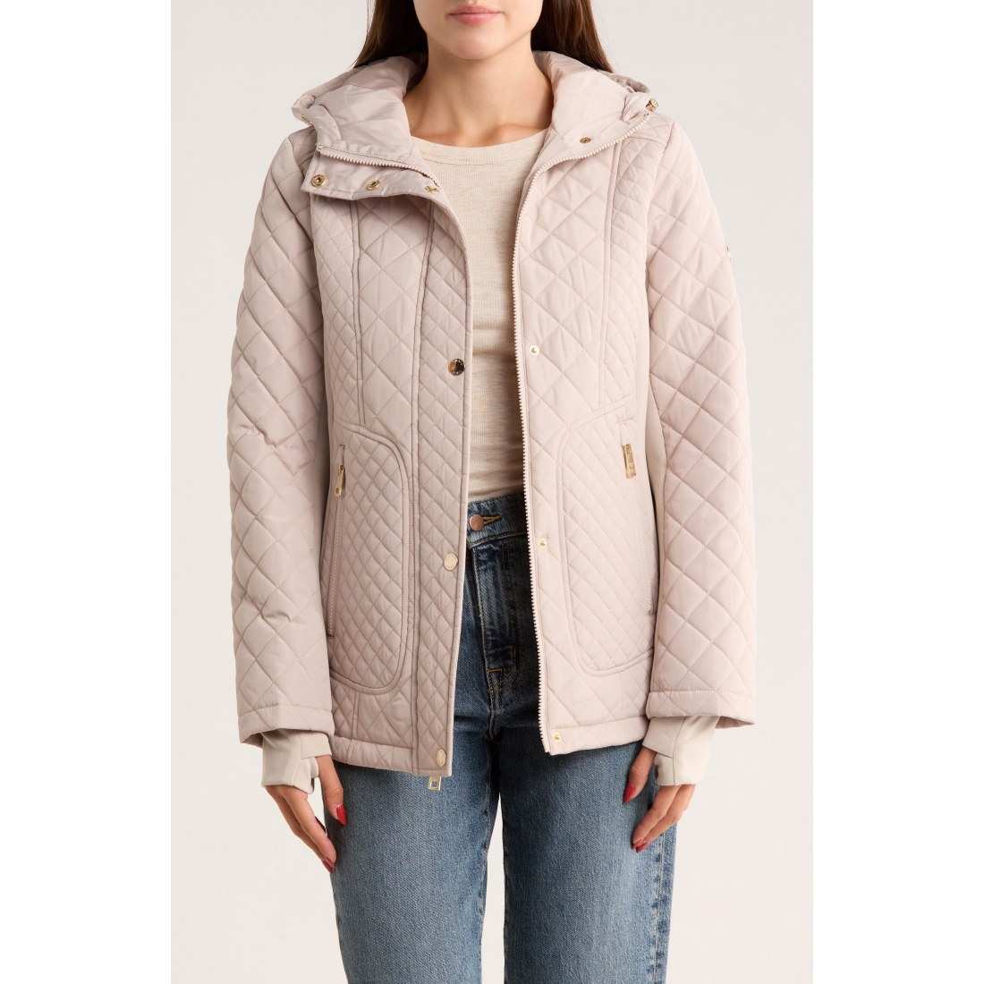 'Hooded Diamond' Gesteppte Jacke für Damen