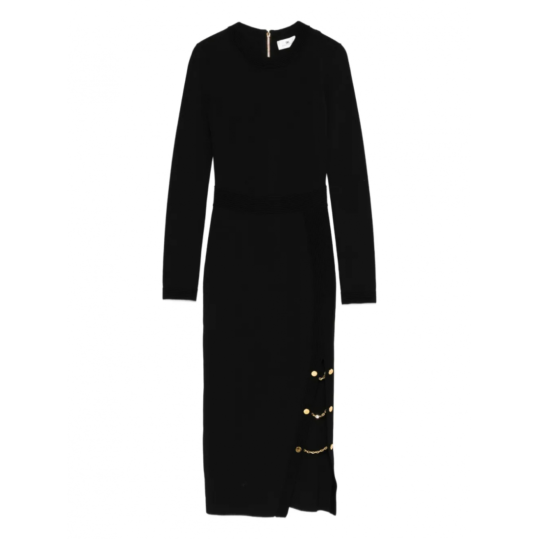 Robe Midi 'Chain-Embellished Ribbed' pour Femmes