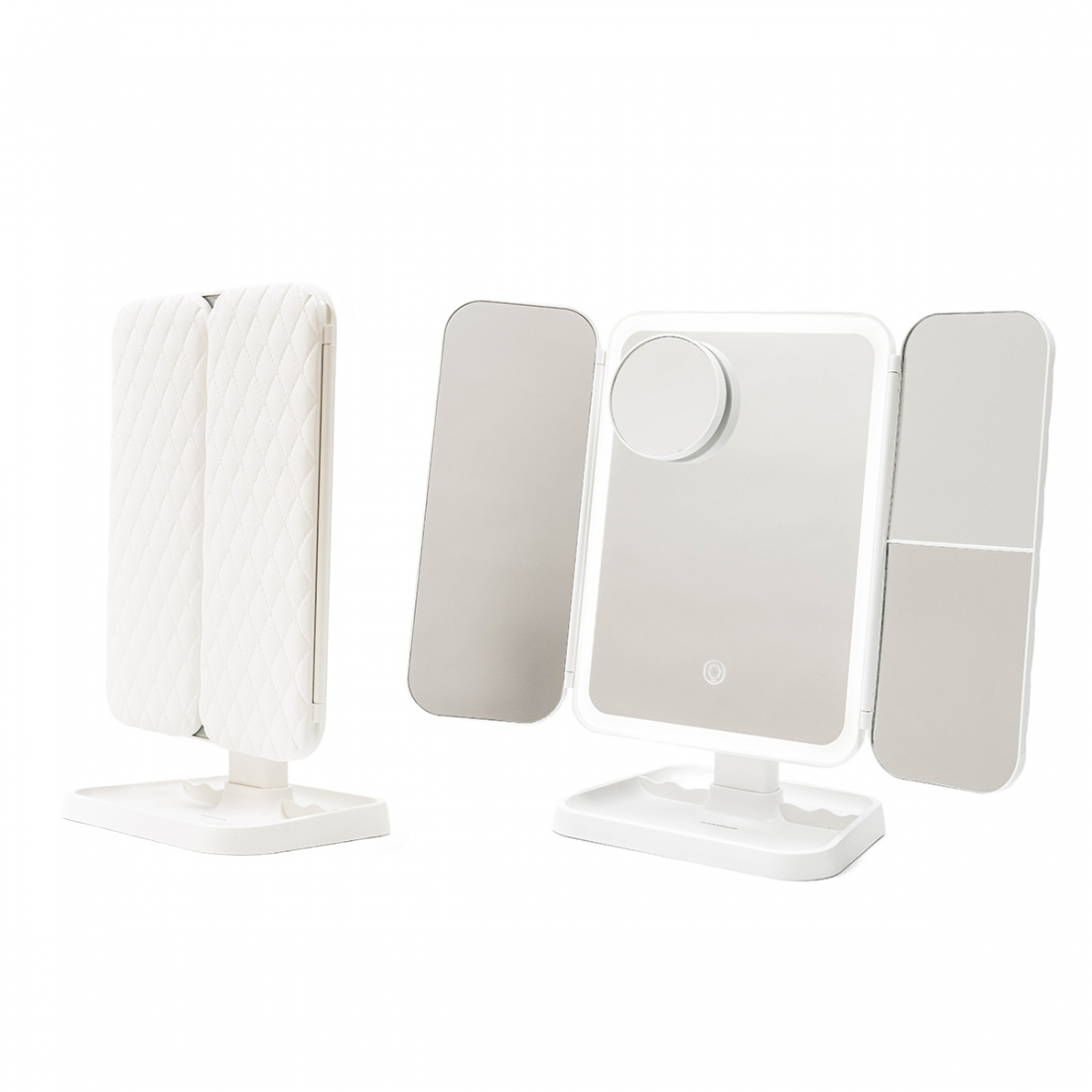 Miroir de Maquillage Triptique Rechargeable avec Grossissement et Lumière LED Miled