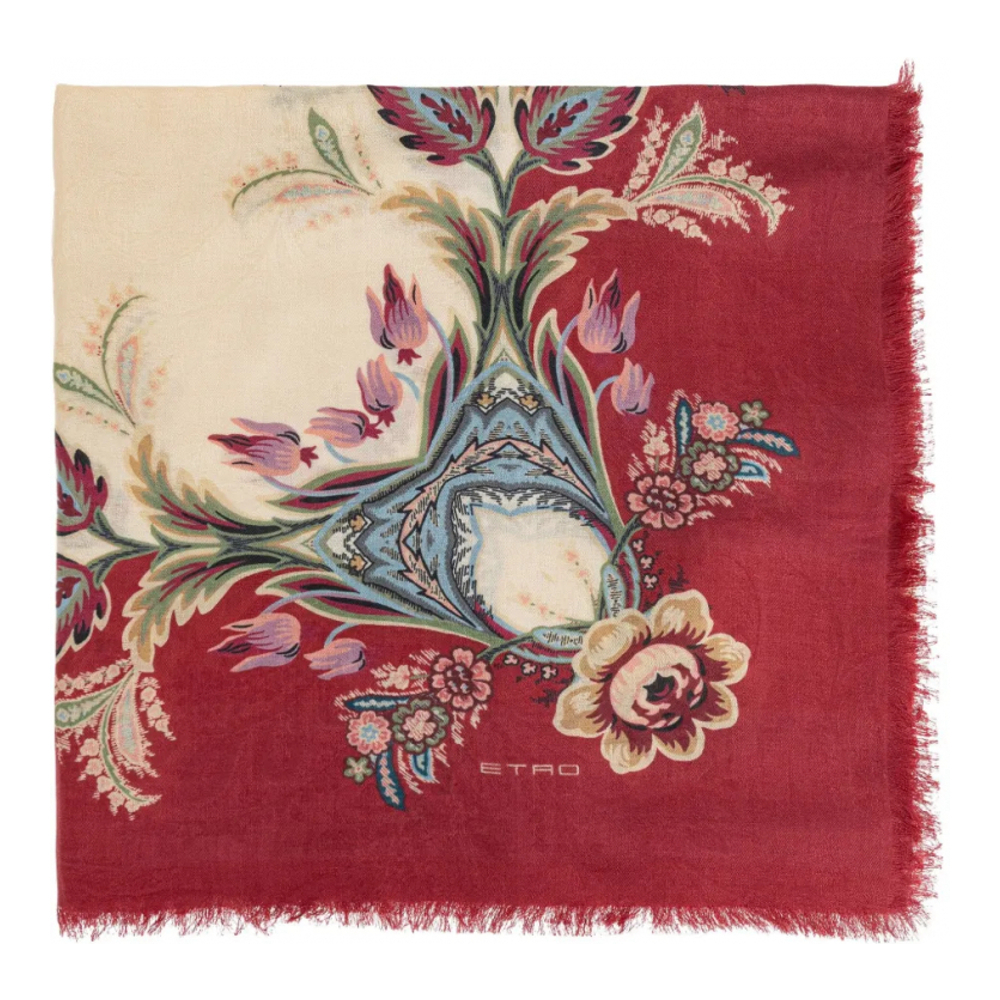 Écharpe en laine 'Floral-Print' pour Femmes