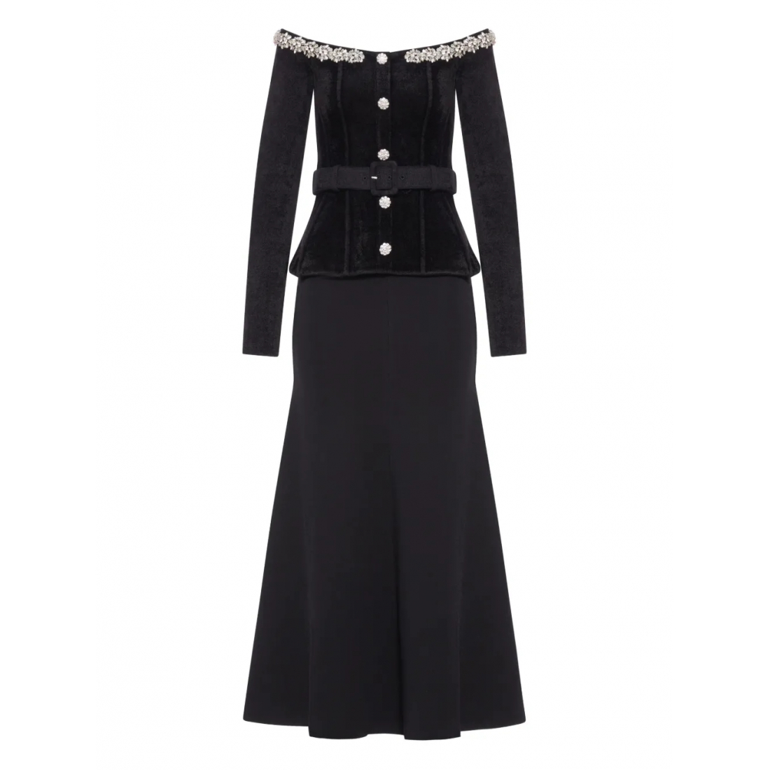 Robe maxi 'Crystal-Embellished Belted' pour Femmes