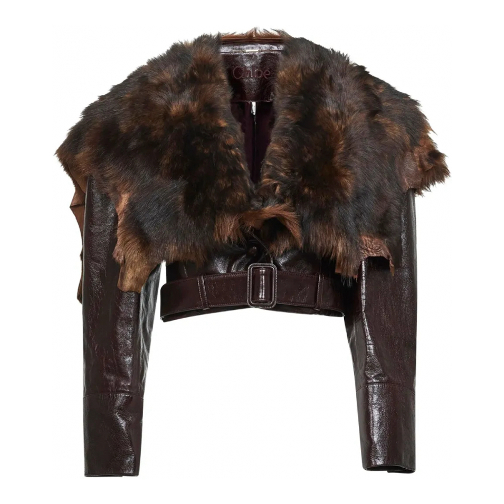 Veste en cuir 'Belted' pour Femmes