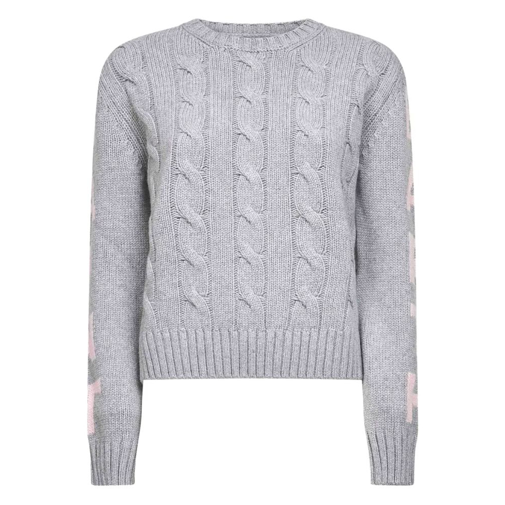 Pull 'Cable-Knit Jacquard Lettering' pour Femmes