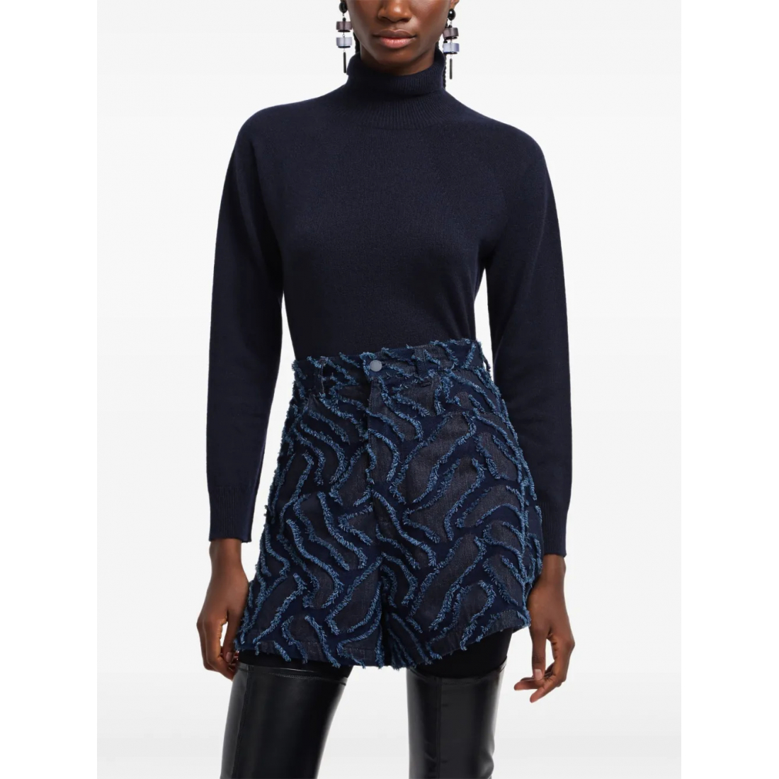 'Frayed Patterned' Shorts für Damen