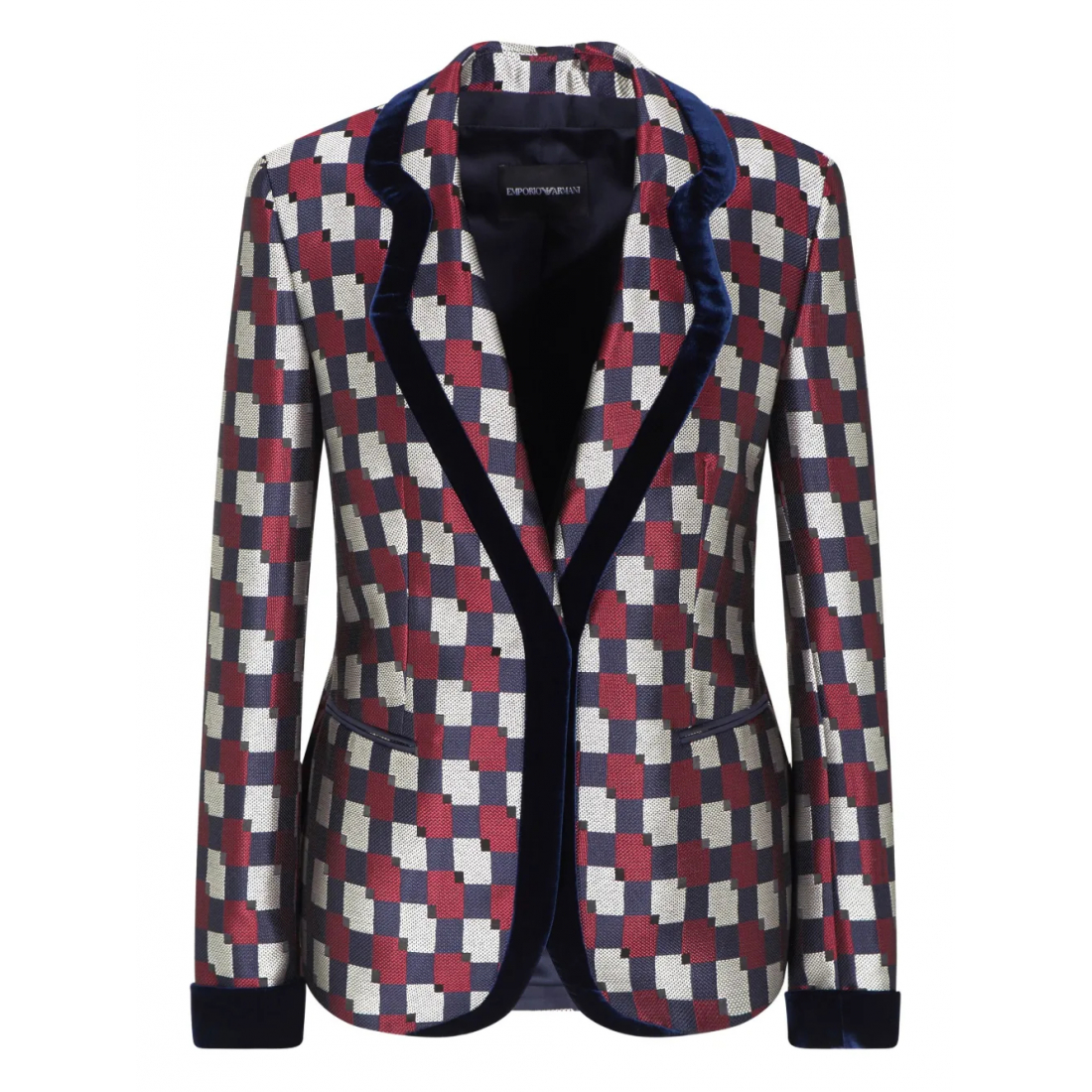 'Checked Velvet-Trimmed' Klassischer Blazer für Damen