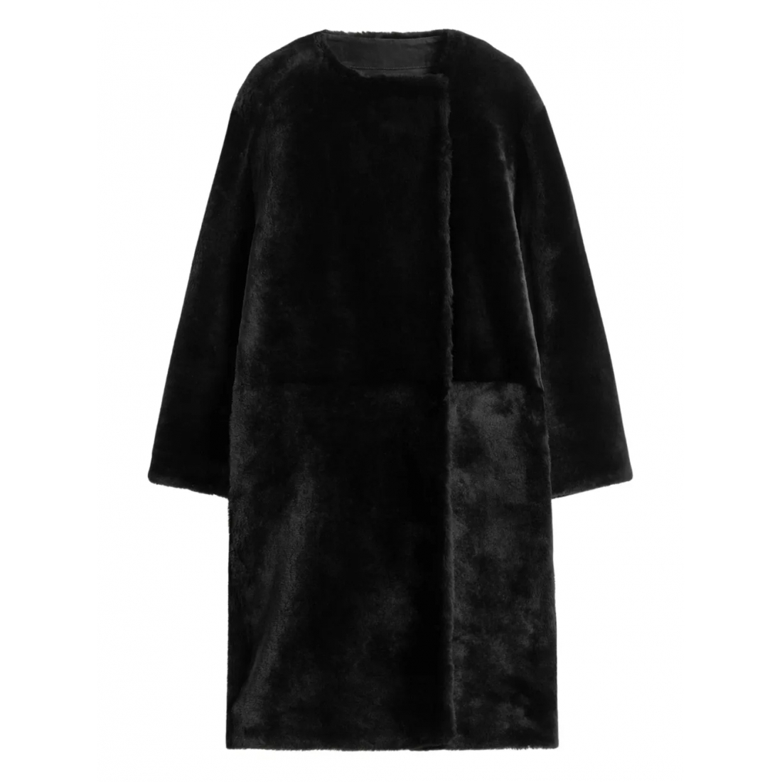 'Shearling Collarless' Mantel für Damen
