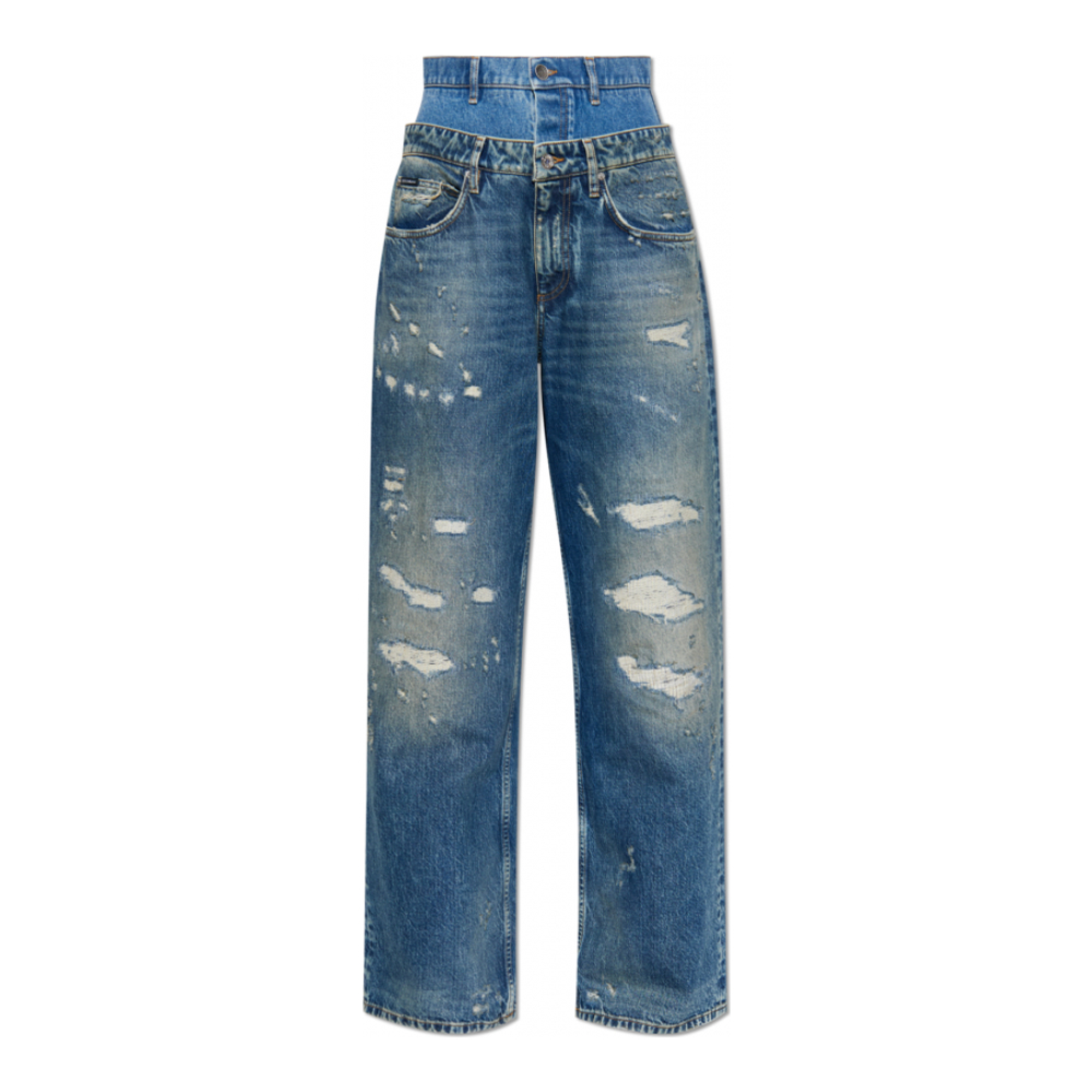 'Double-Waist Distressed' Jeans für Damen