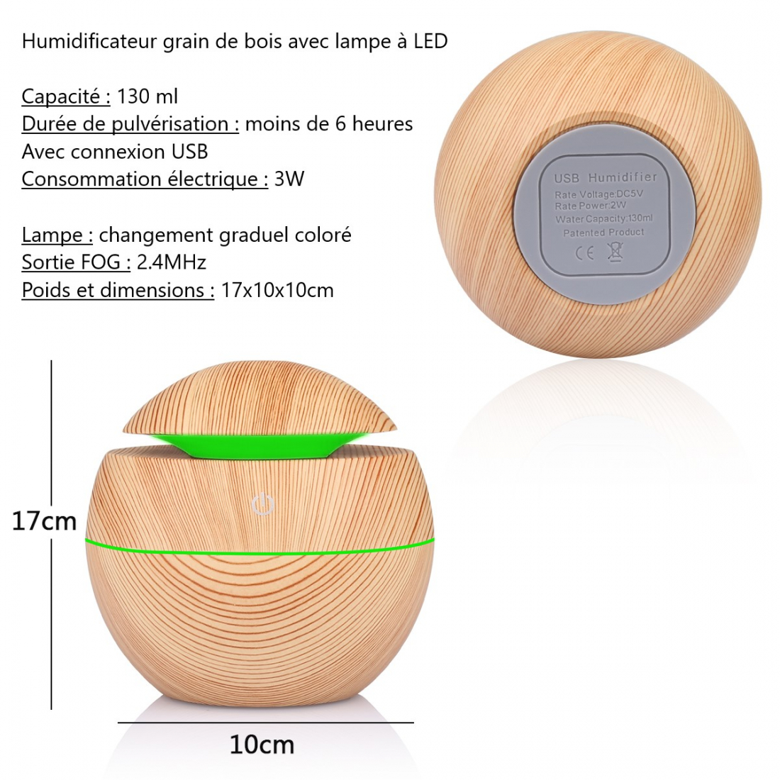 Humidificateur Avec Eclairage D'Ambiance Led