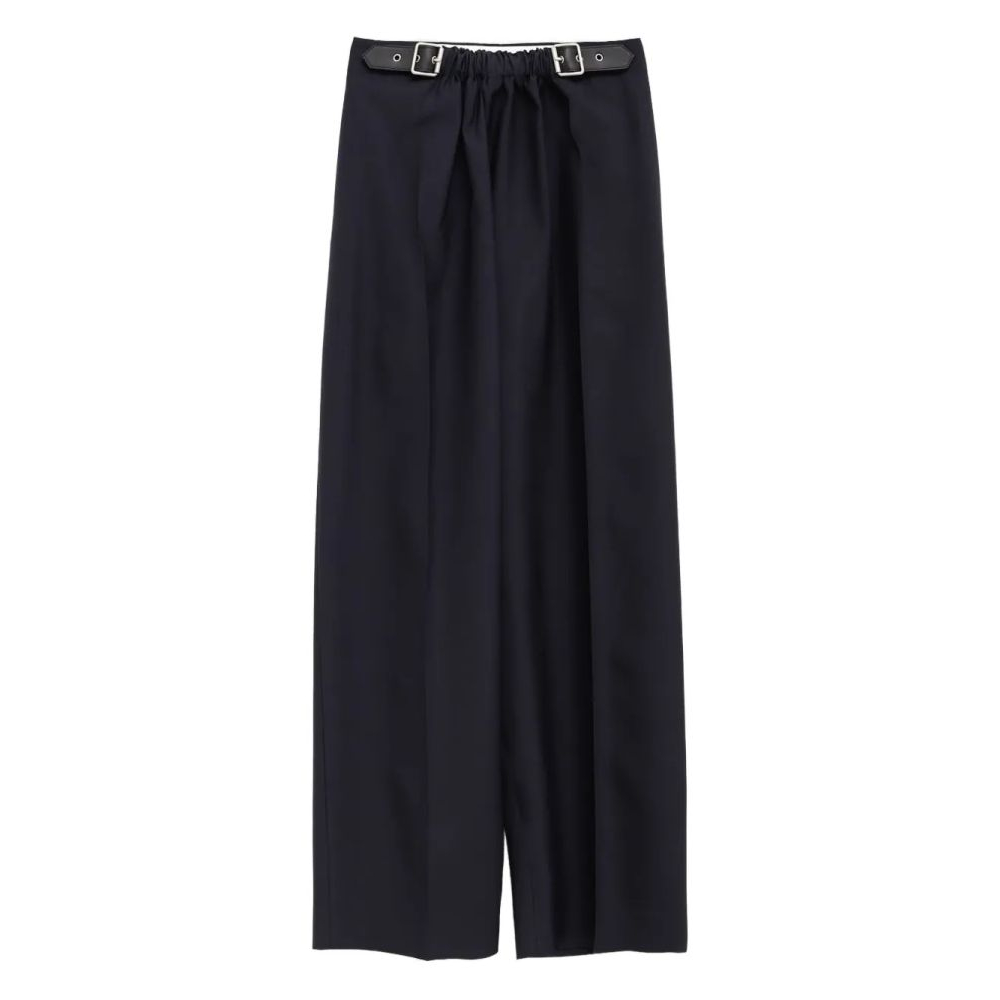 Pantalon 'Pleated Leather-Belt' pour Femmes