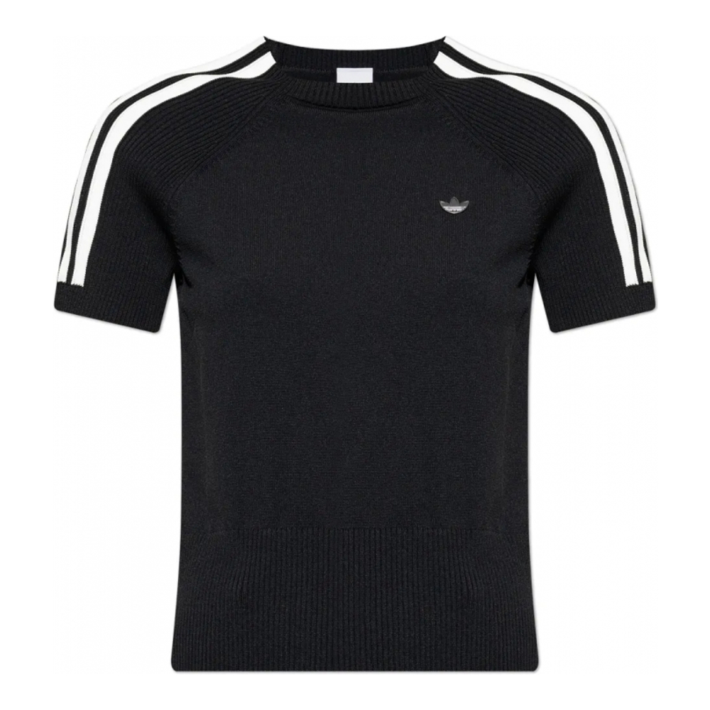 Women's 'Three-Stripe Ribbed' Short sleeve Top