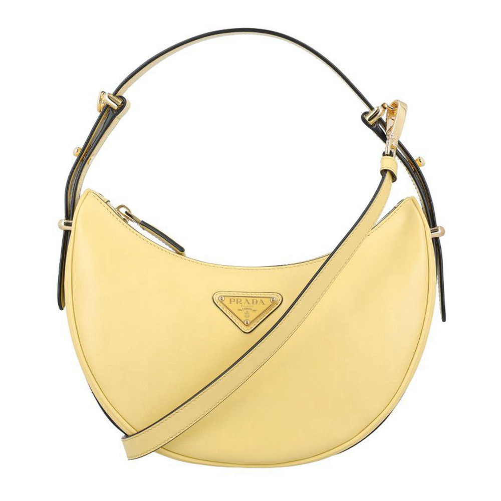 Women's 'Triangle Logo Plaque Moon Shaped' Shoulder Bag