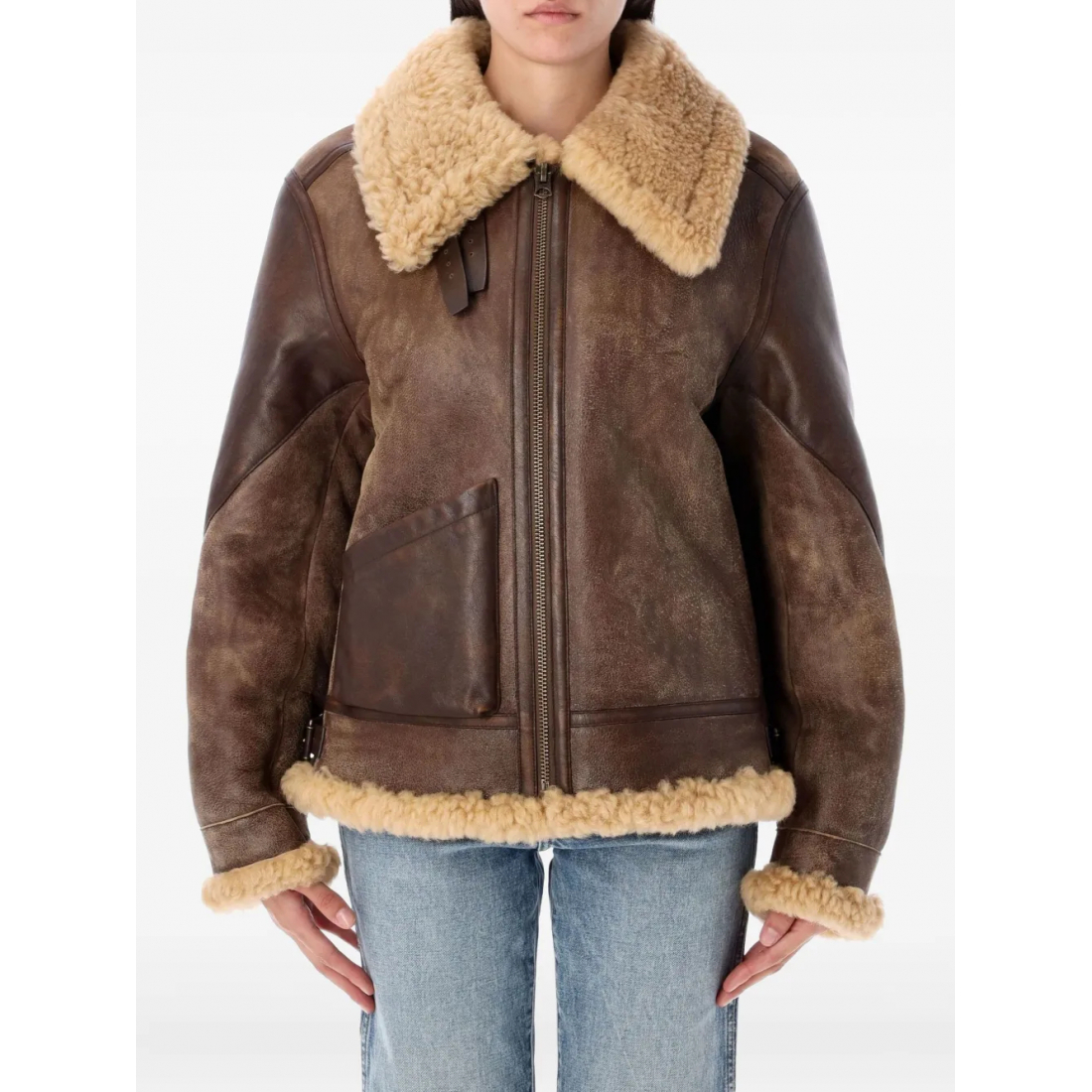 'Trim-Shearling' Trucker Jacke für Damen