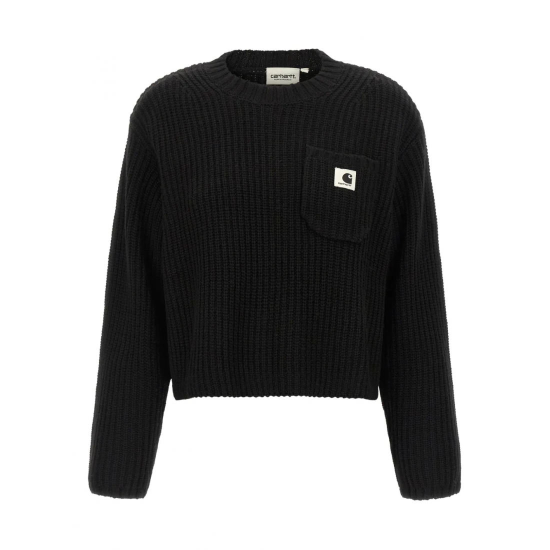 Pull 'Thick-Ribbed Logo-Patch' pour Femmes