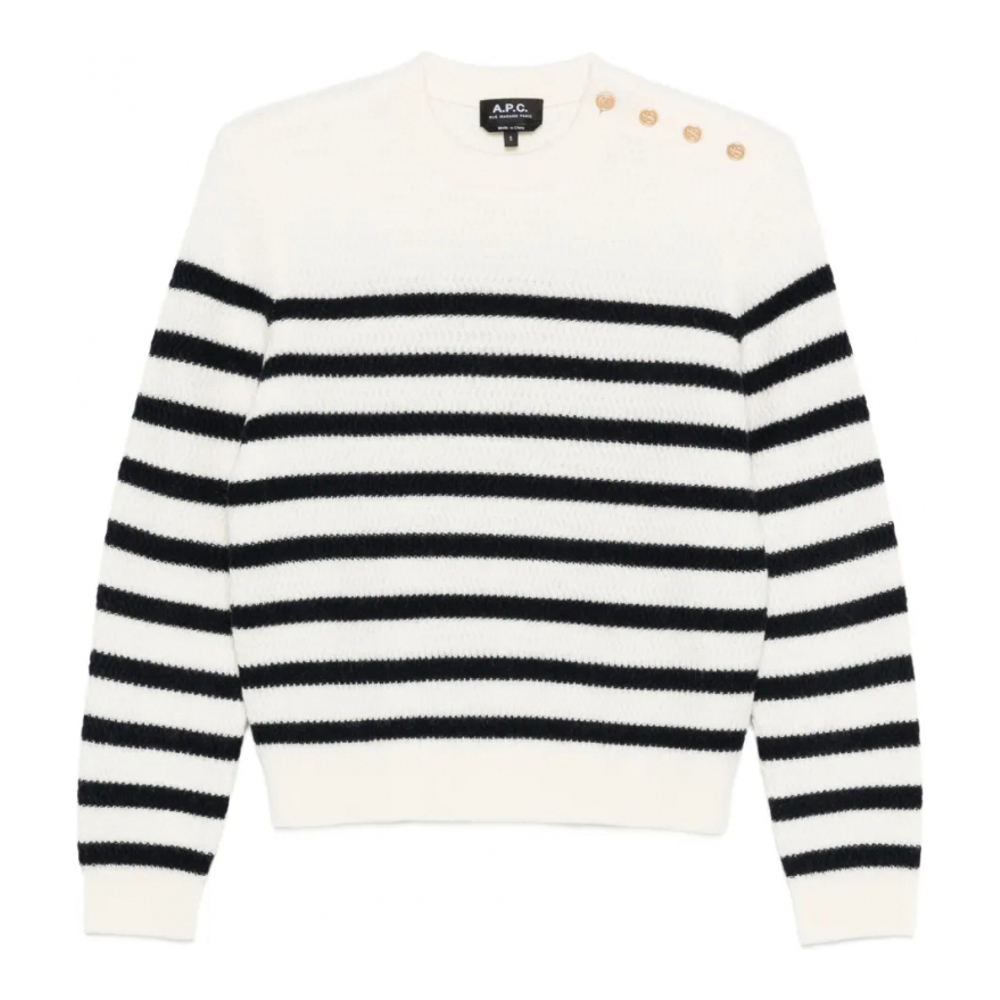 Pull 'Striped Button-Shoulder' pour Femmes