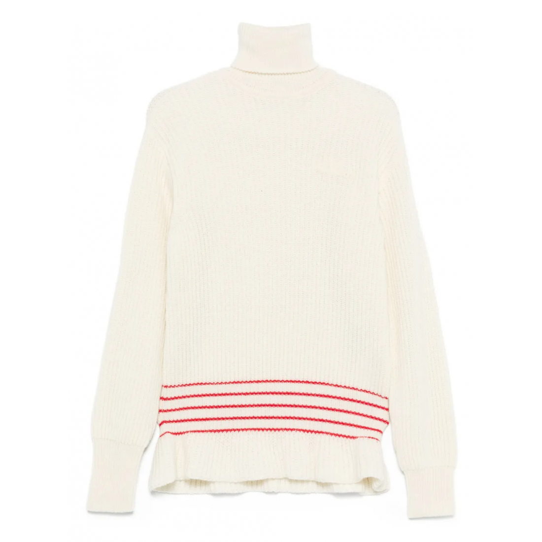 Pull 'Ribbed Turtleneck Stripe-Detail' pour Femmes