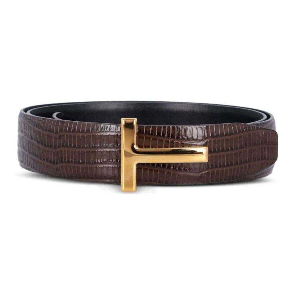 Ceinture 'Crocodile-Embossed T-Buckle' pour Hommes