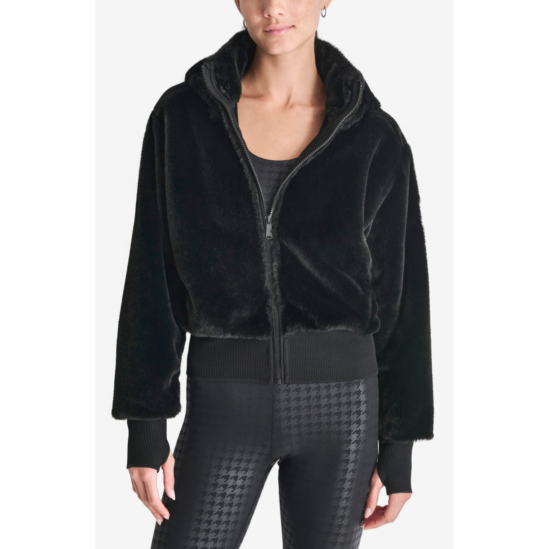 Veste courte 'Faux Fur Zip with Removable Hood' pour Femmes