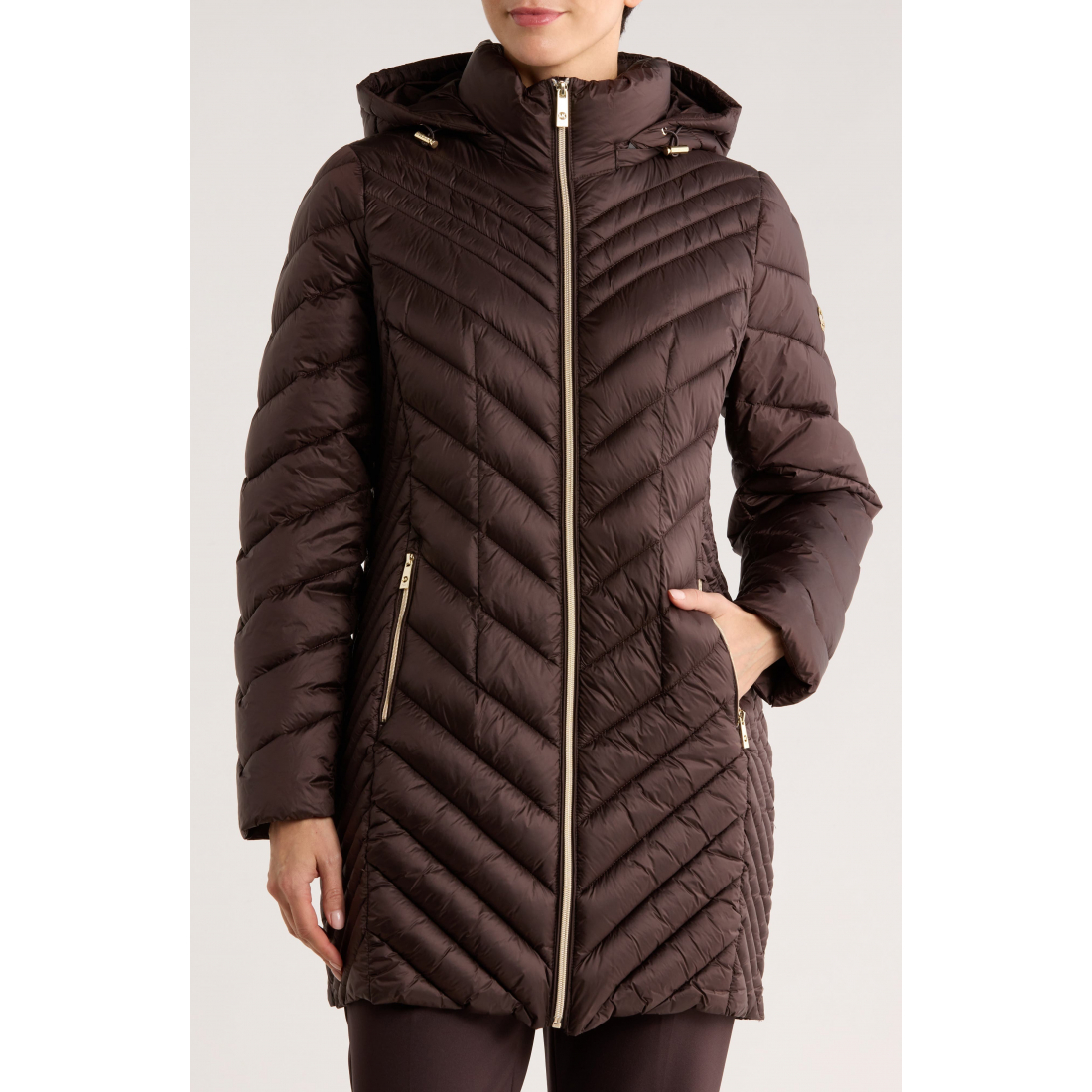 Veste matelassée 'Chevron Quilted Longline 400 Fill Power Hooded' pour Femmes