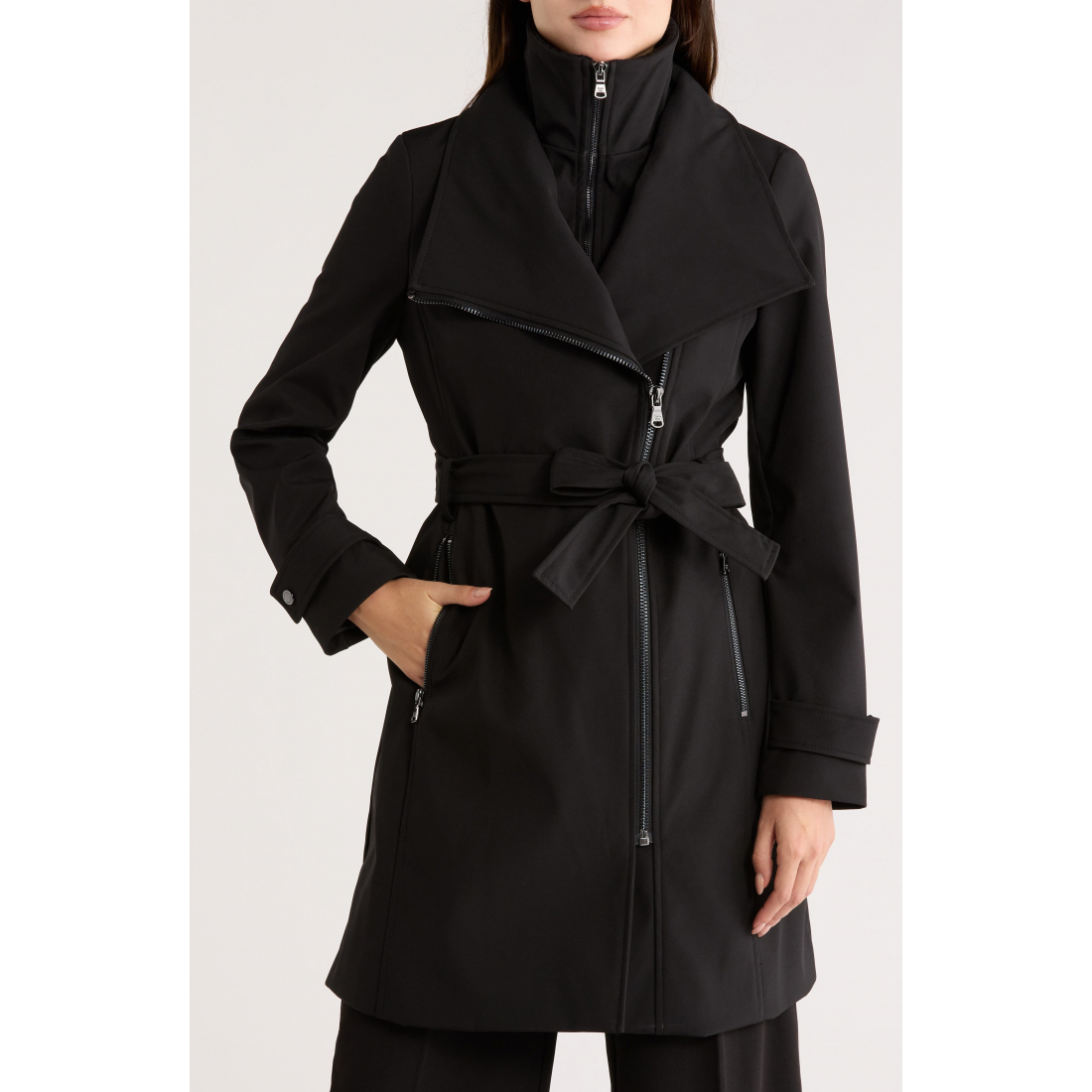 Women's 'Belted Softshell with Inner Bib' Belted Coat