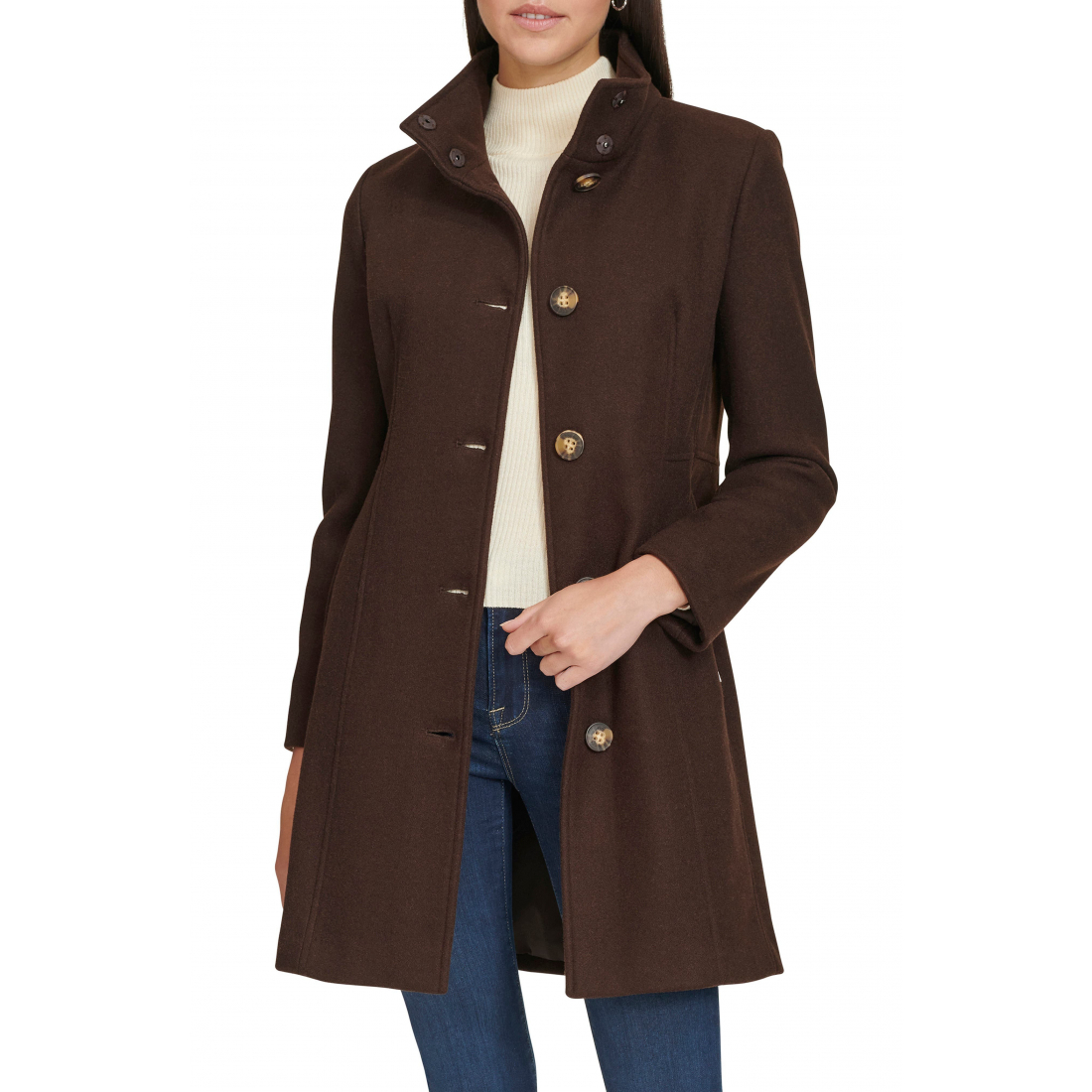 'Stand Collar' Mantel für Damen