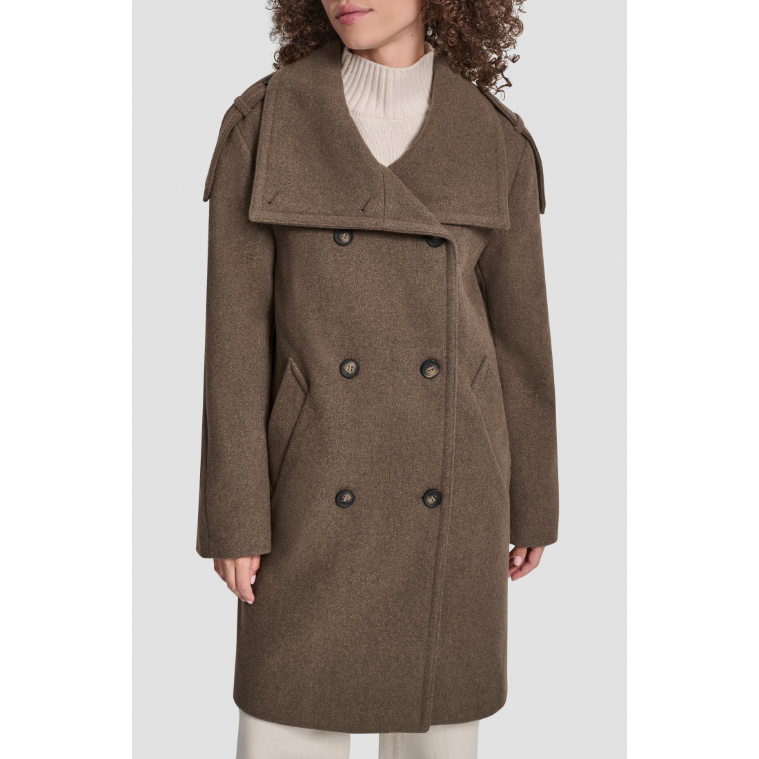 'Double Breasted Wool Blend Military' Mantel für Damen