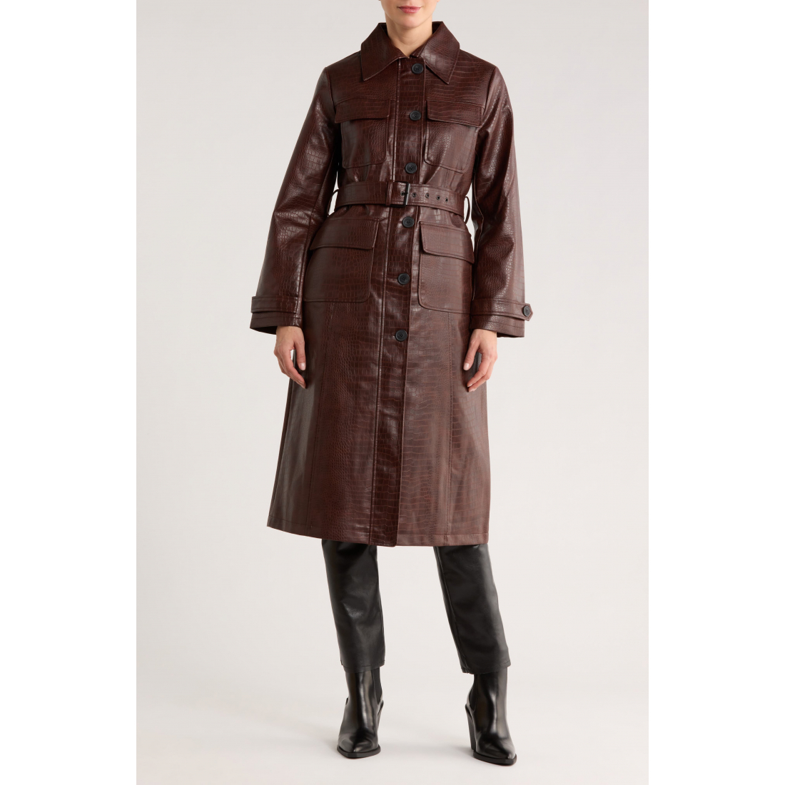 Trench 'Croc Embossed Faux Leather' pour Femmes