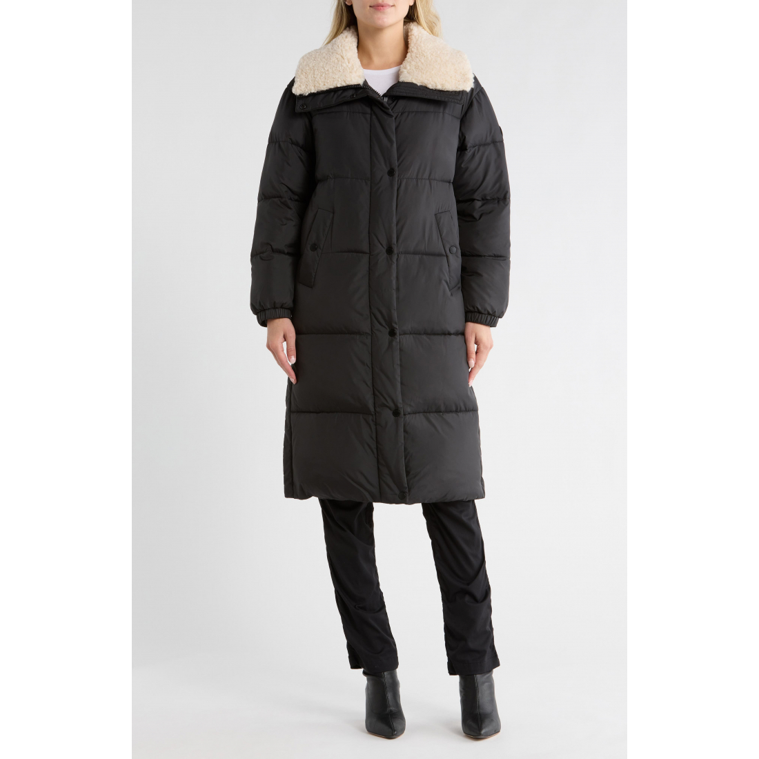 Veste matelassée 'Faux Shearling Collared 450 Fill Power Longline' pour Femmes