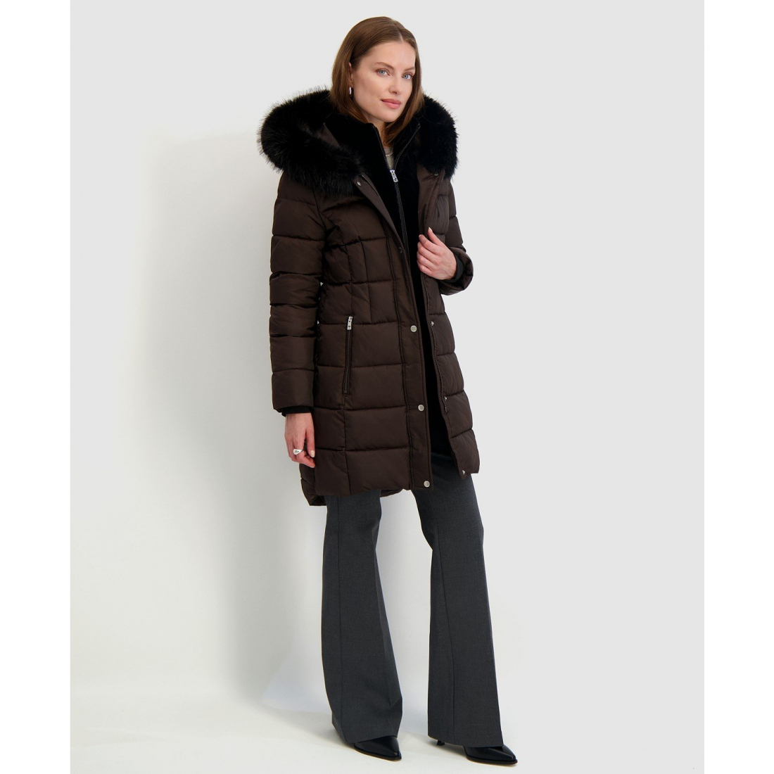 Women's 'Velvet Bibbed Faux-Fur Hooded' Puffer Coat