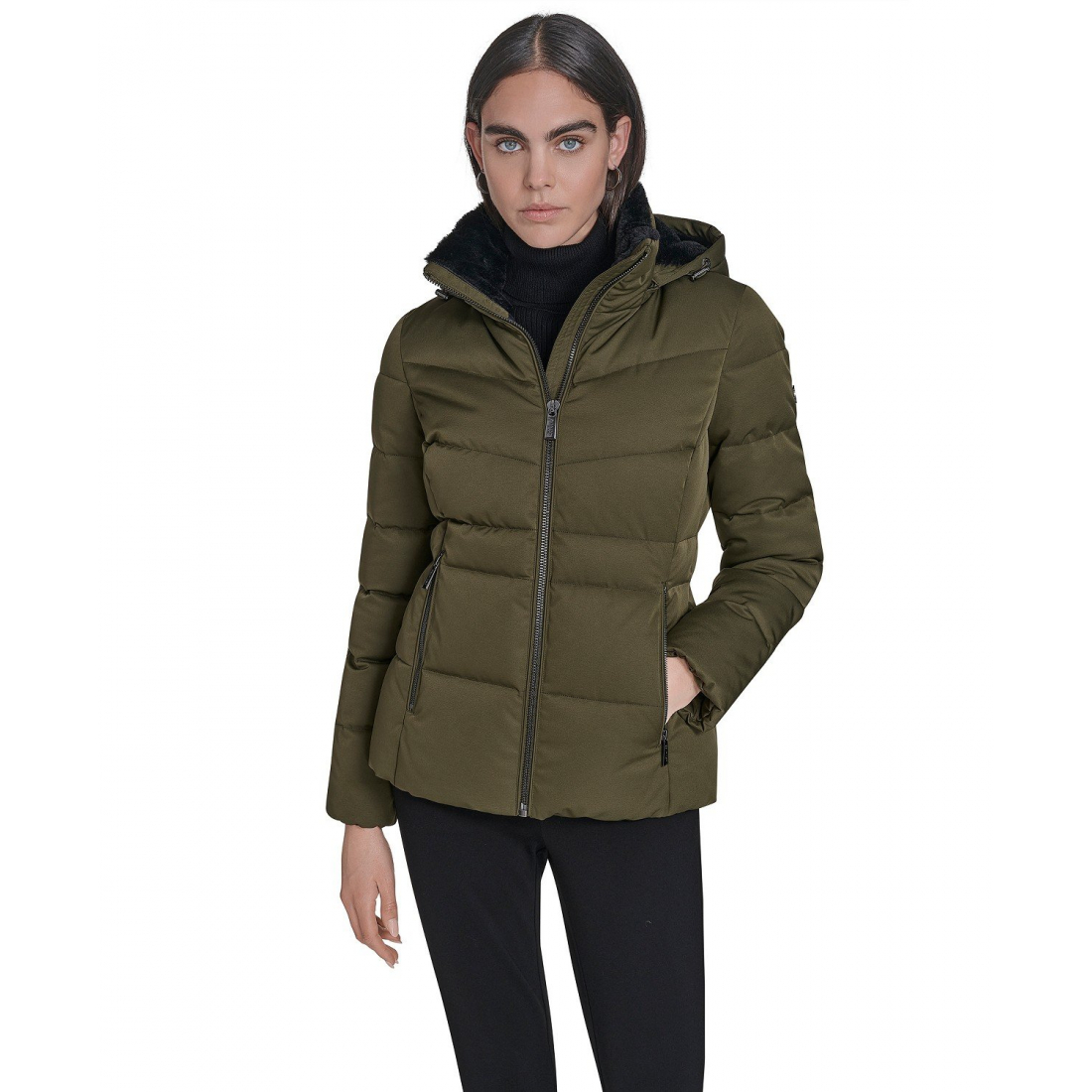 Manteau matelassé 'Faux-Fur-Lined Hooded' pour Femmes