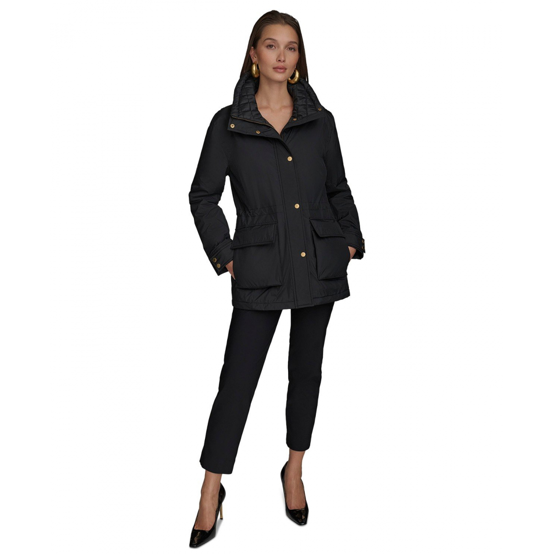 Manteau 'Stand-Collar Cinched-Waist' pour Femmes