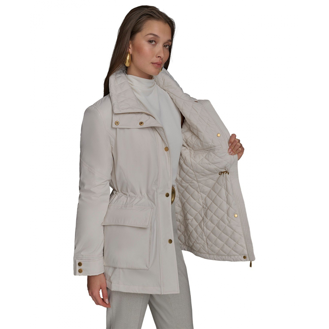 Manteau 'Stand-Collar Cinched-Waist' pour Femmes
