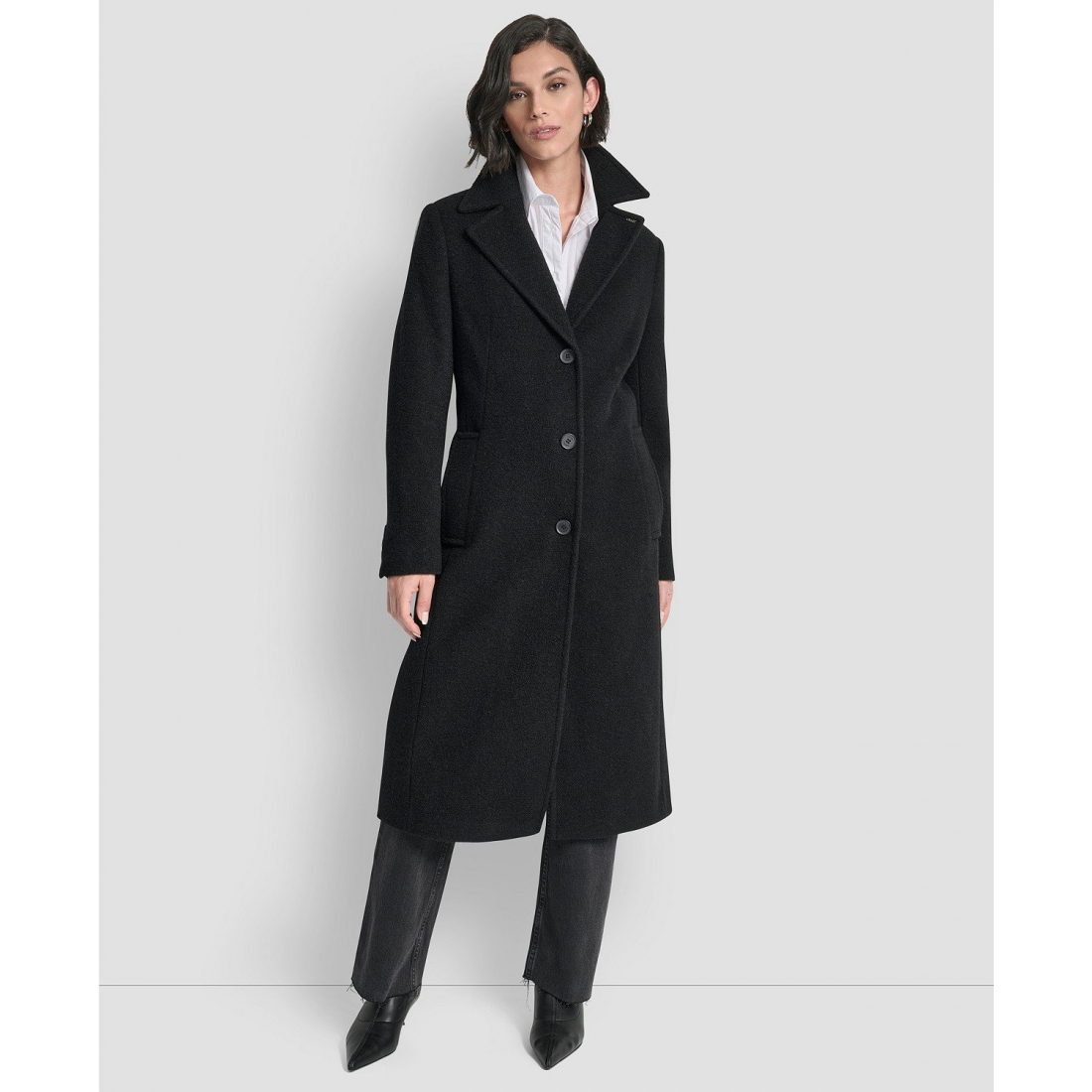 'Boucle Notch Collar' Maxi-Mantel für Damen