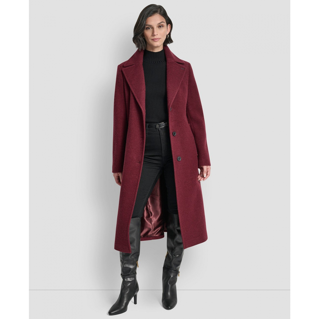 'Boucle Notch Collar' Maxi-Mantel für Damen