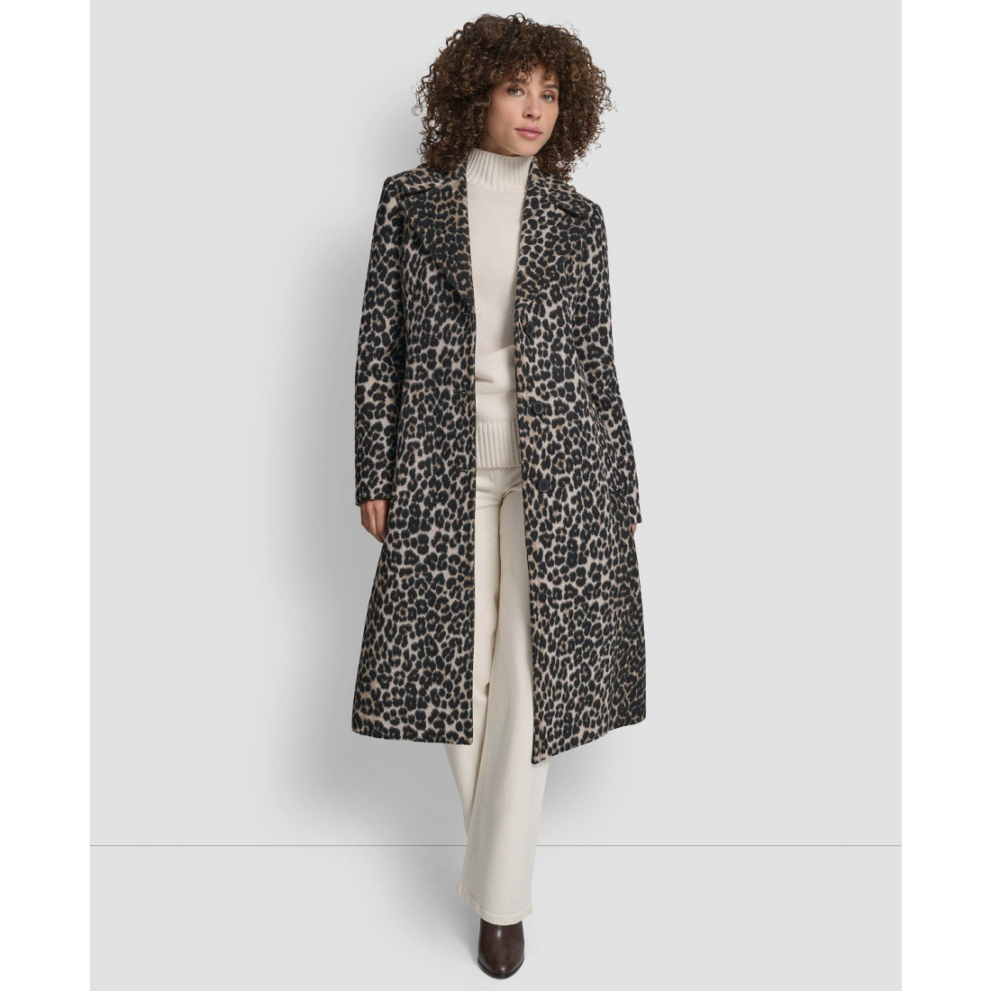 'Boucle Notch Collar' Maxi-Mantel für Damen