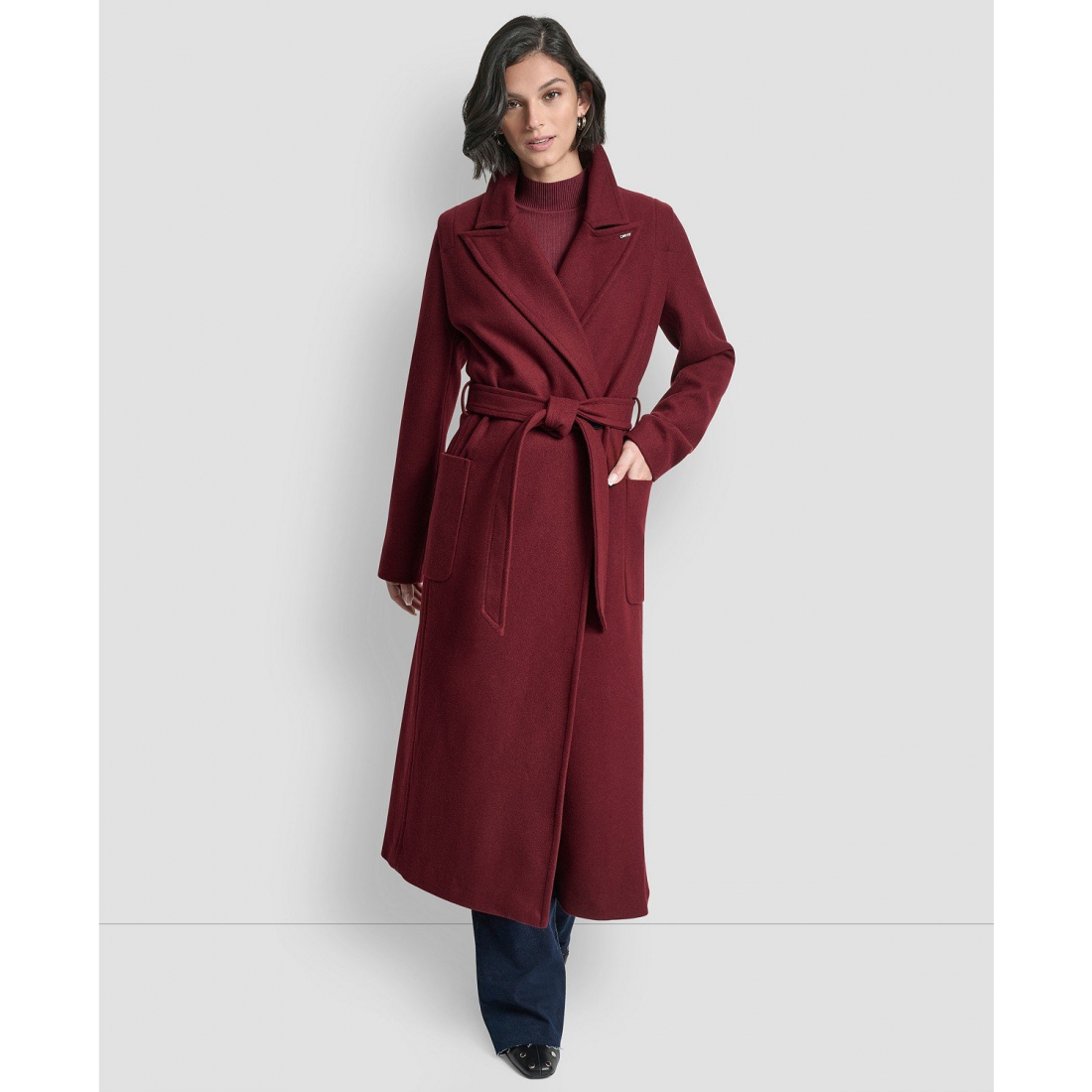 Manteau 'Notch Collar Belted' pour Femmes