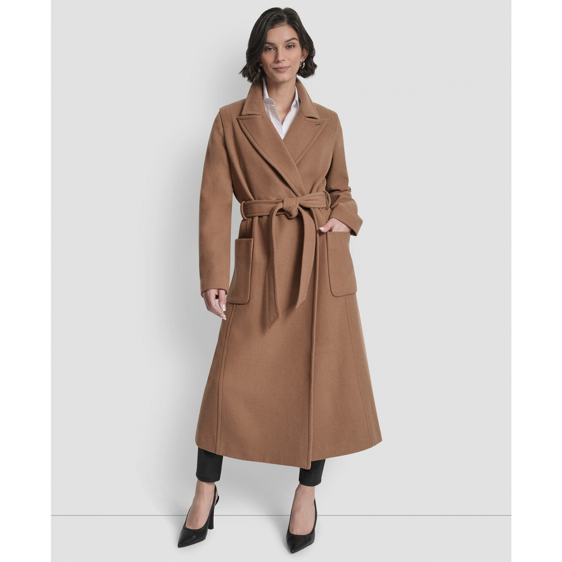 Manteau 'Notch Collar Belted' pour Femmes