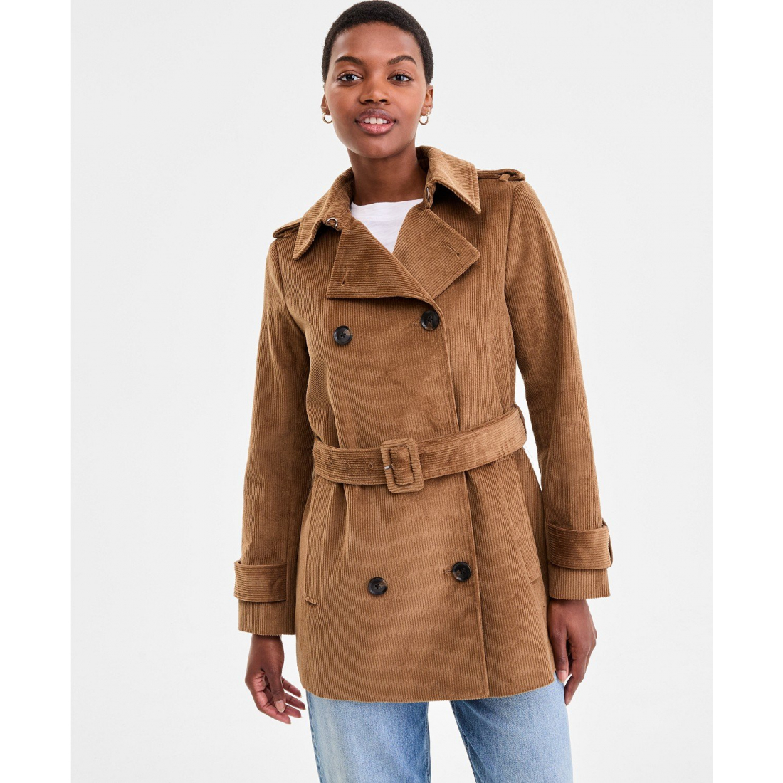 'Belted Corduroy' Trenchcoat für Damen