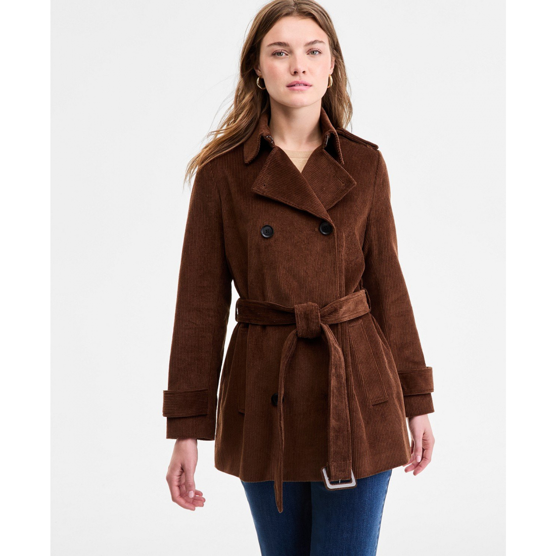'Belted Corduroy' Trenchcoat für Damen