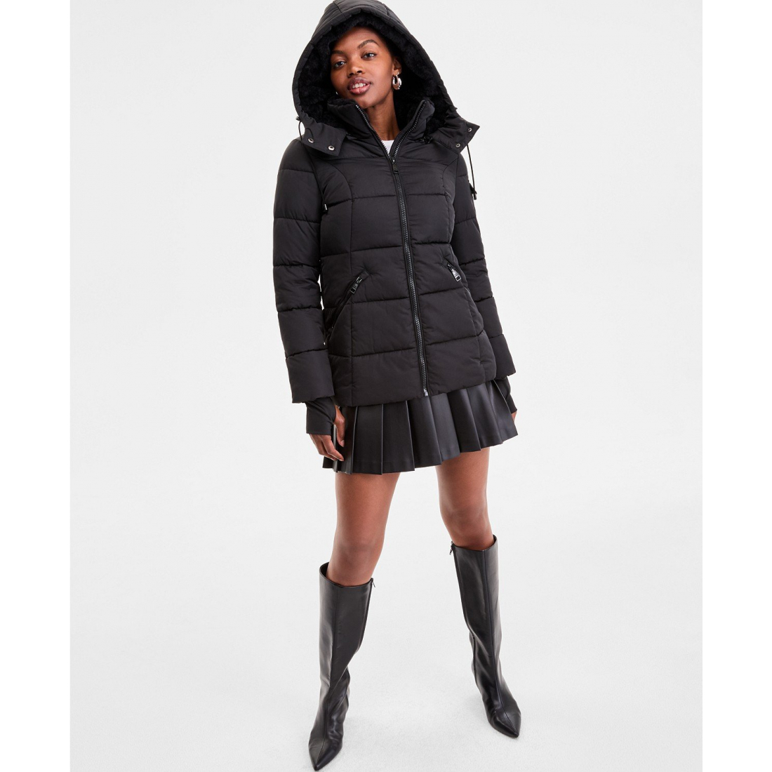 Women's 'Faux-Fur-Trim Hooded' Puffer Coat