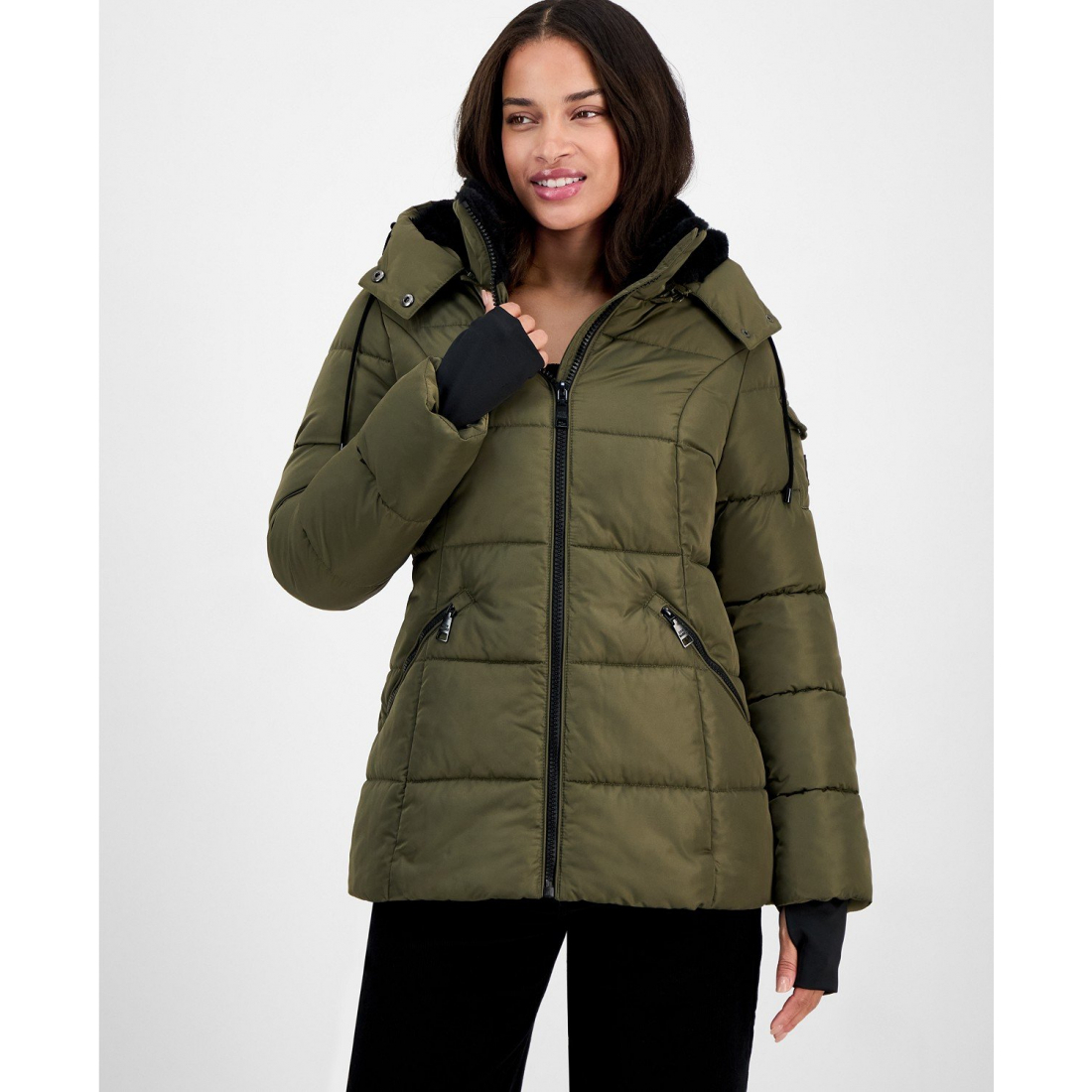 Women's 'Faux-Fur-Trim Hooded' Puffer Coat