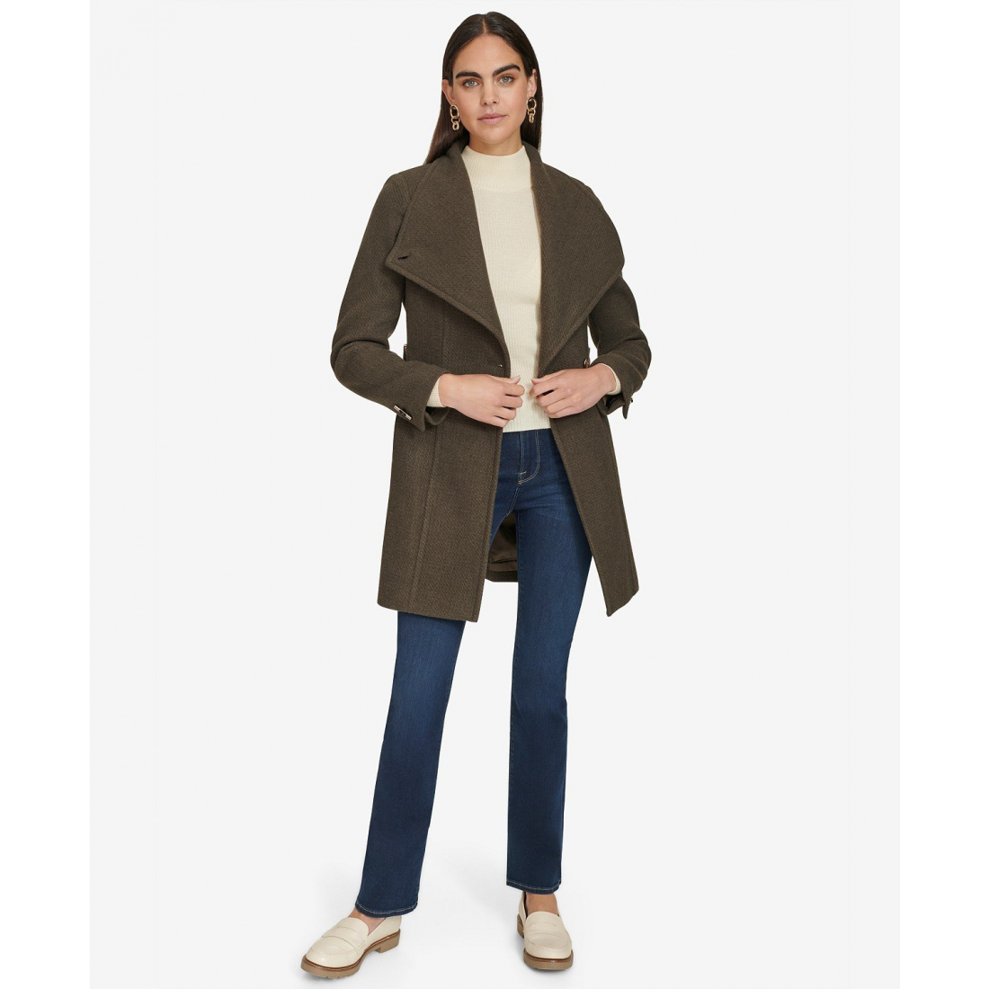 'Asymmetrical Belted' Wickelmantel für Damen