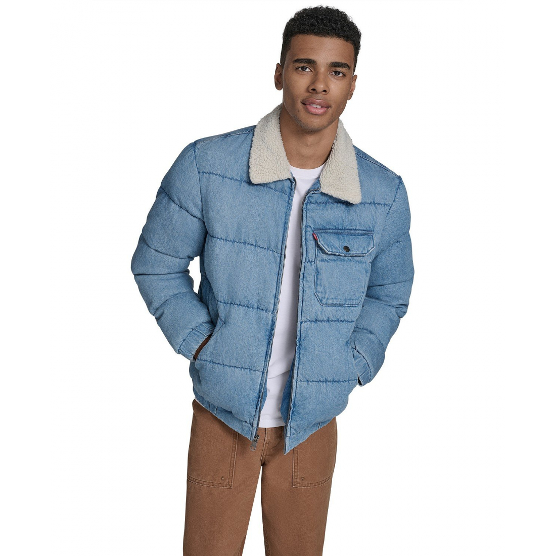 Veste en jeans 'Quilted Sherpa Collar' pour Hommes