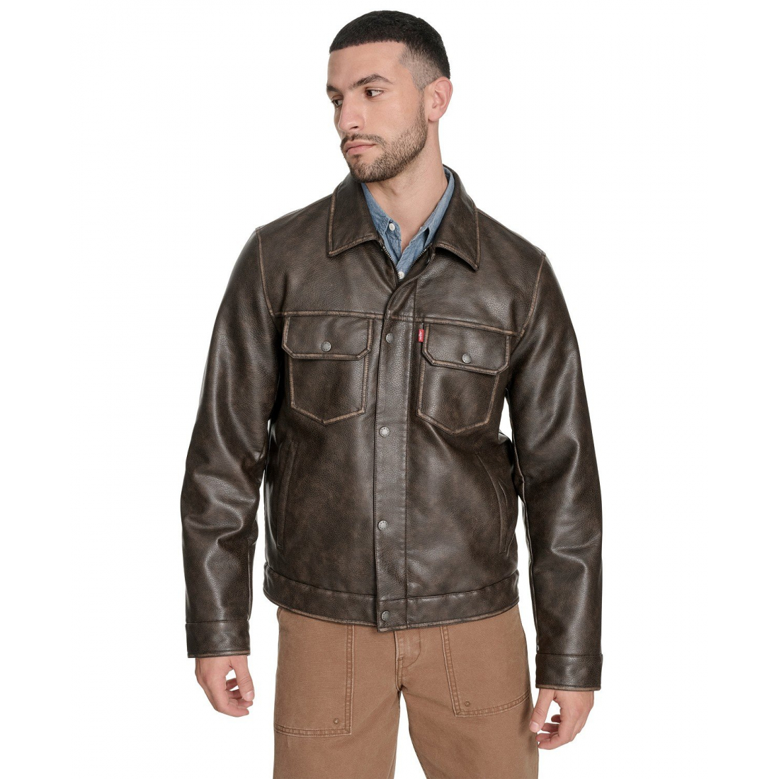 Veste en cuir 'Trucker' pour Hommes