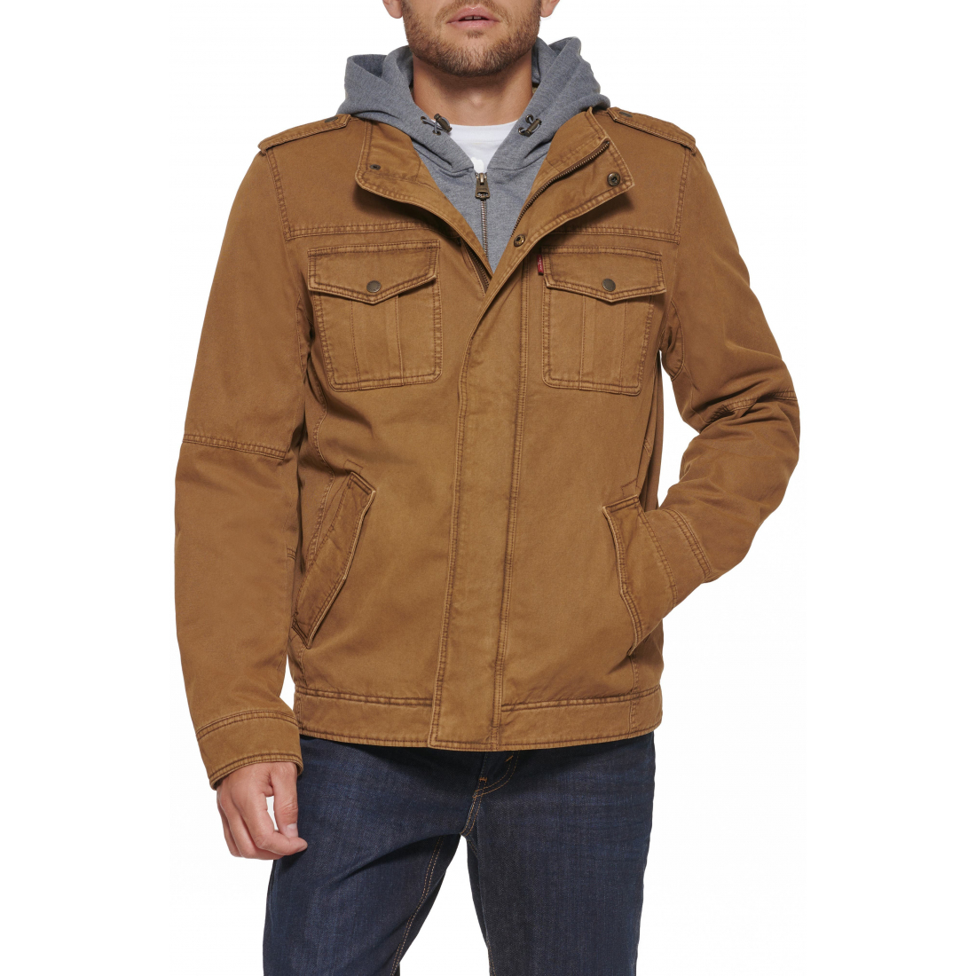 Veste 'Washed Cotton Hooded Military' pour Hommes