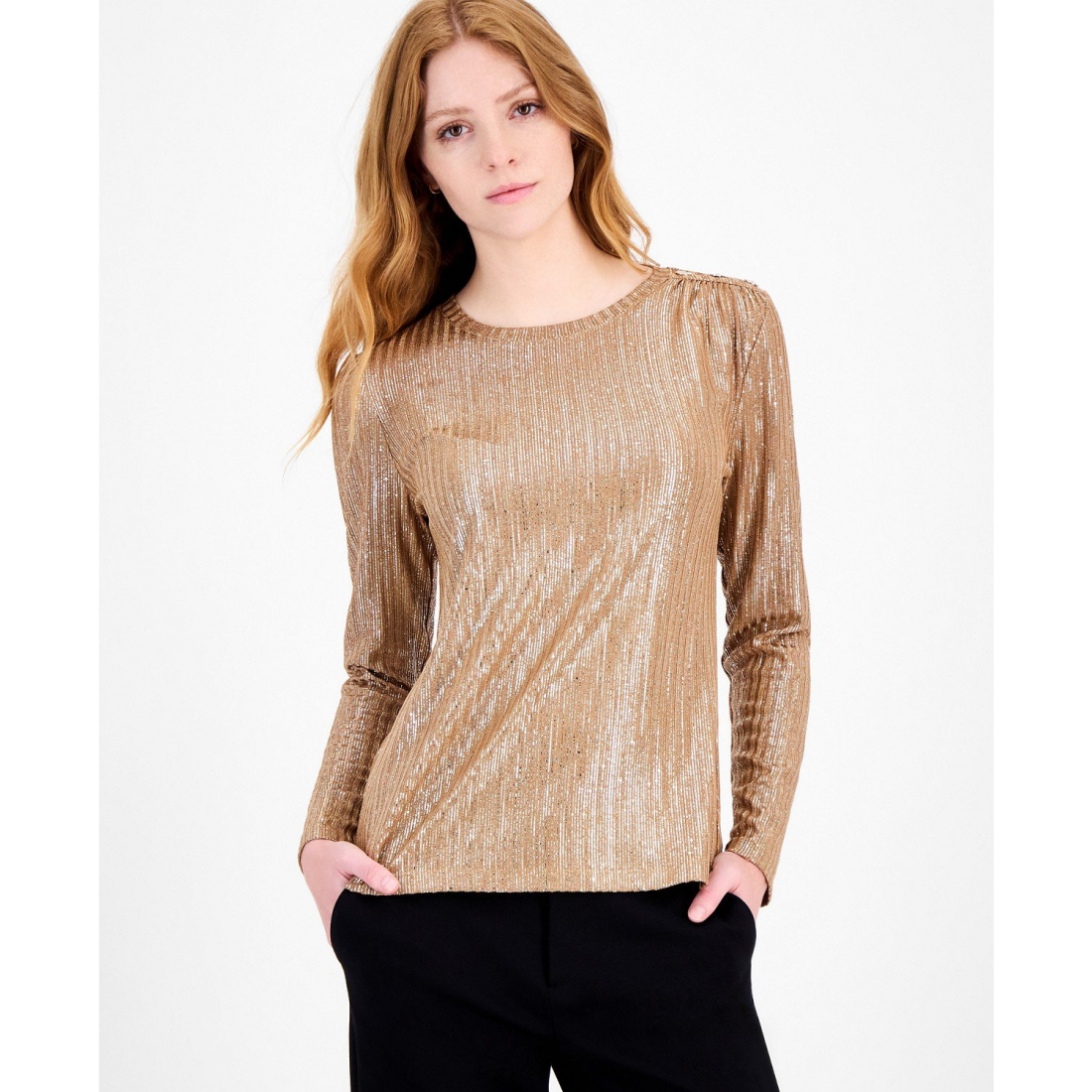 Top à manches longues 'Shine Ribbed' pour Femmes