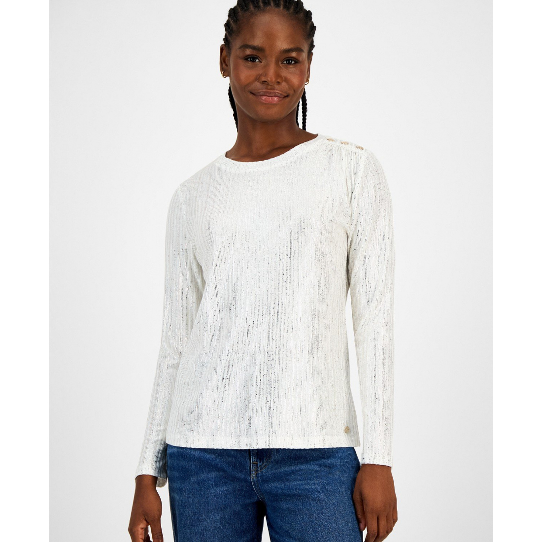 Top à manches longues 'Shine Ribbed' pour Femmes