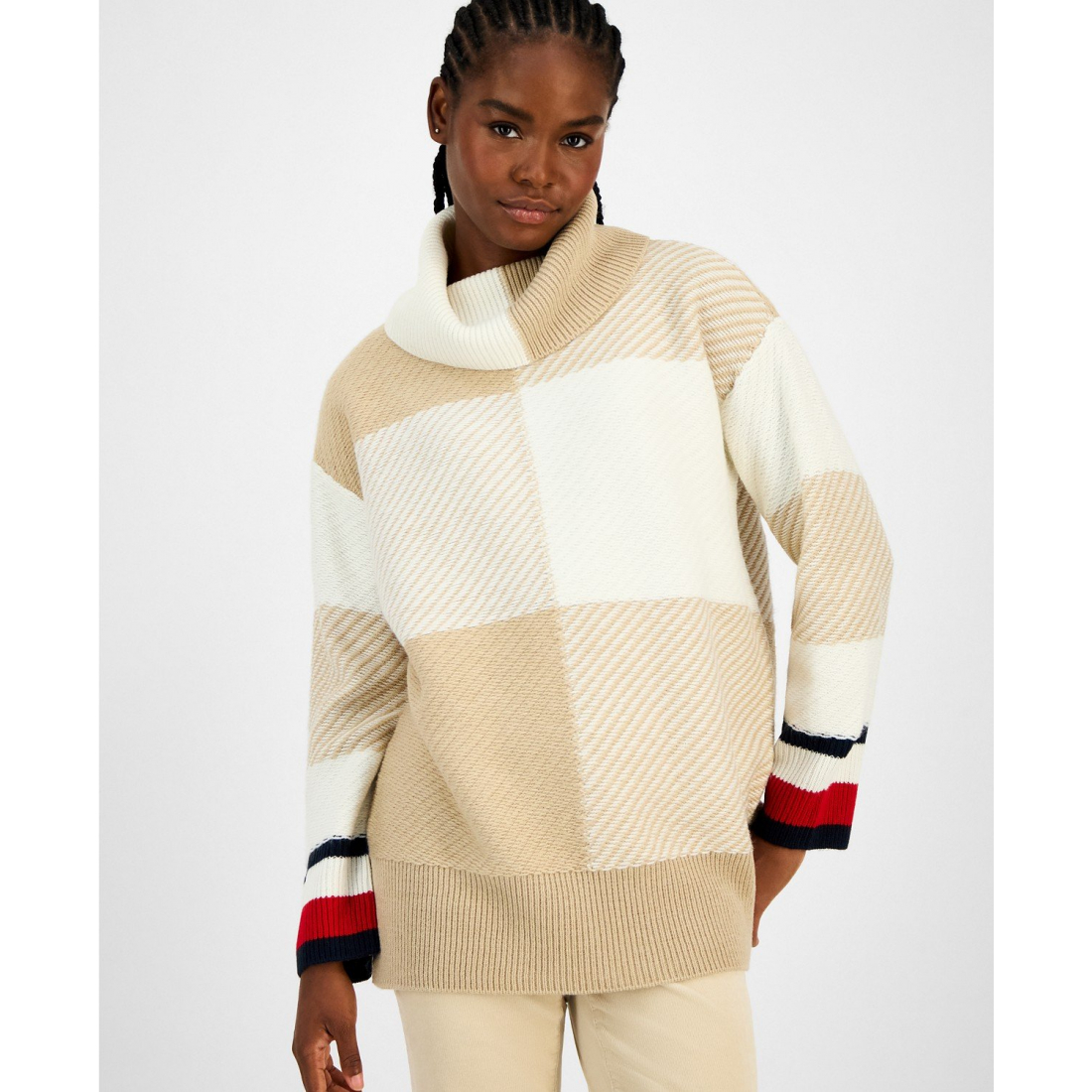 Women's 'Plaid Cowlneck' Sweater